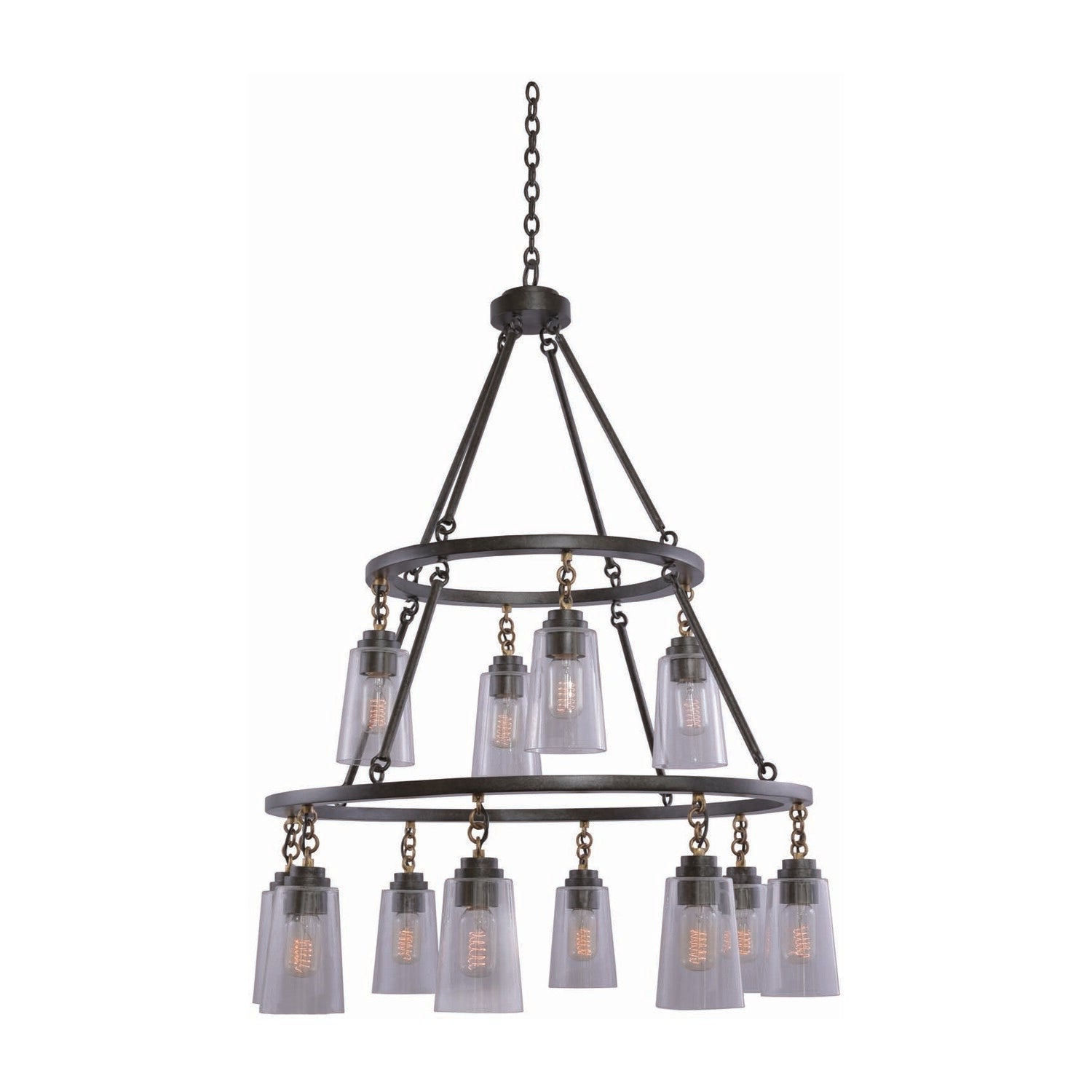41'' Dillon 12 Light Milled Iron Tiered Chandelier