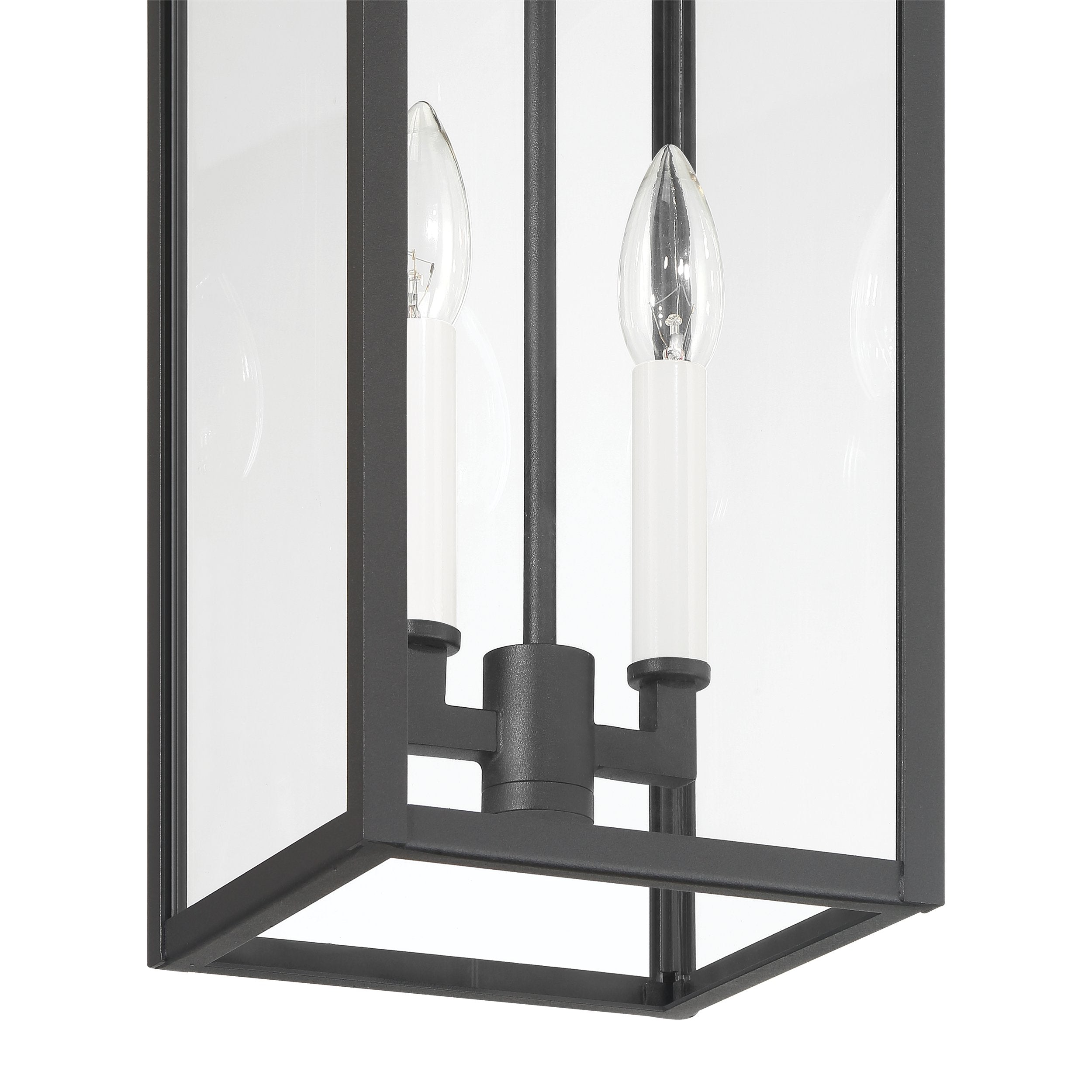 Hillside 7-inch 2-light Textured Black Exterior Pendant Light with Clear Glass