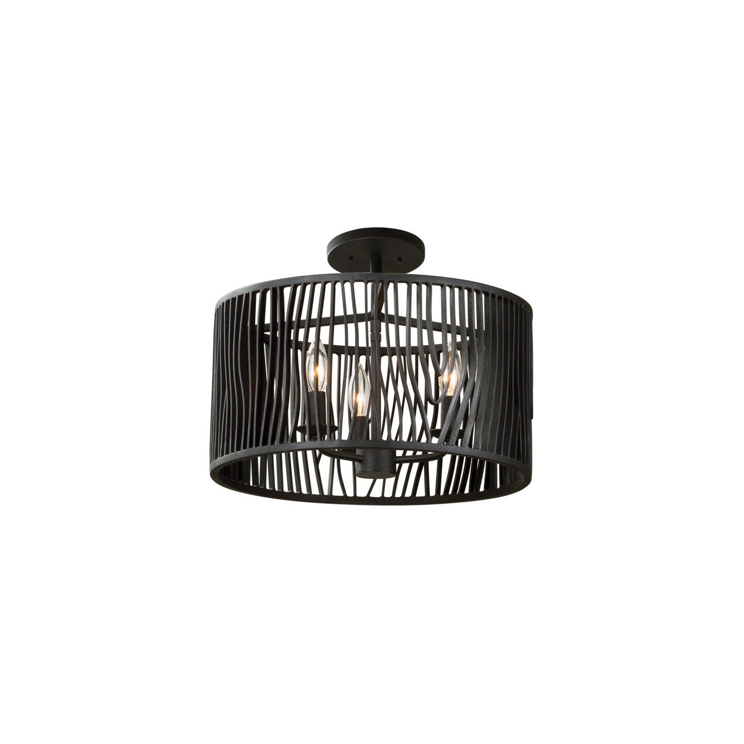 15'' Morre 3 Light Black Iron Flush Mount