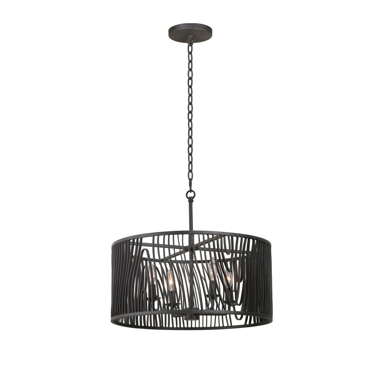 18'' Morre 4 Light Black Iron Semi-Flush Mount