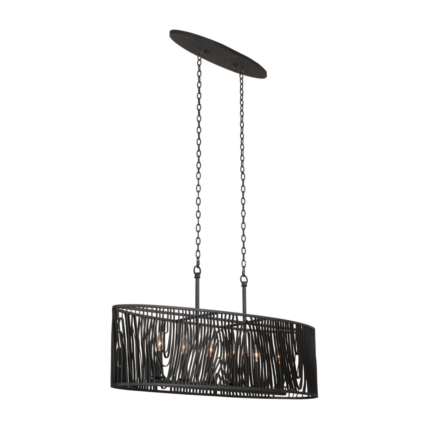 20'' Morre 6 Light Black Iron Linear Pendant