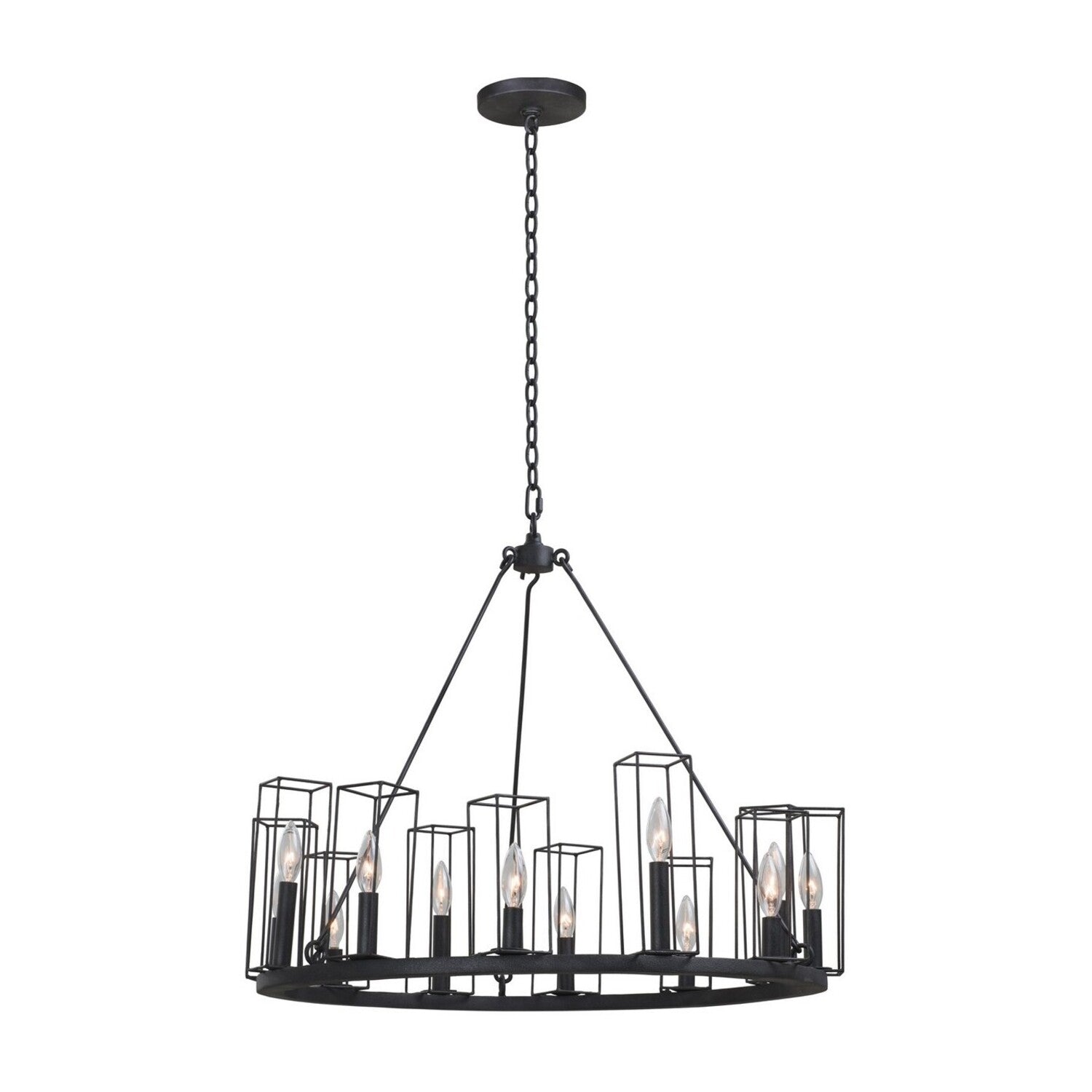 24'' Allston 12 Light Black Iron Chandelier