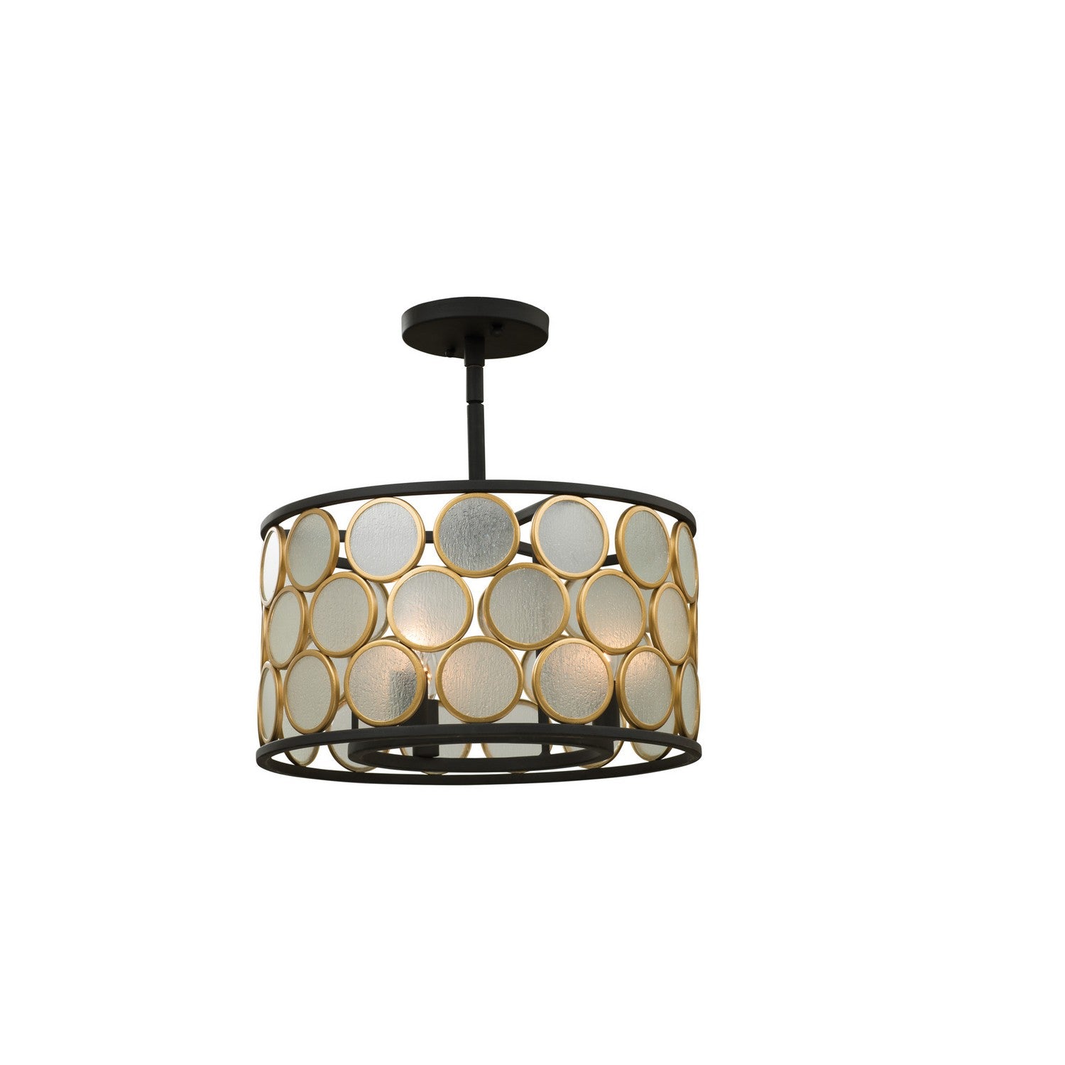 13'' Corsa 3 Light Matte Black w Gold Semi-Flush Mount