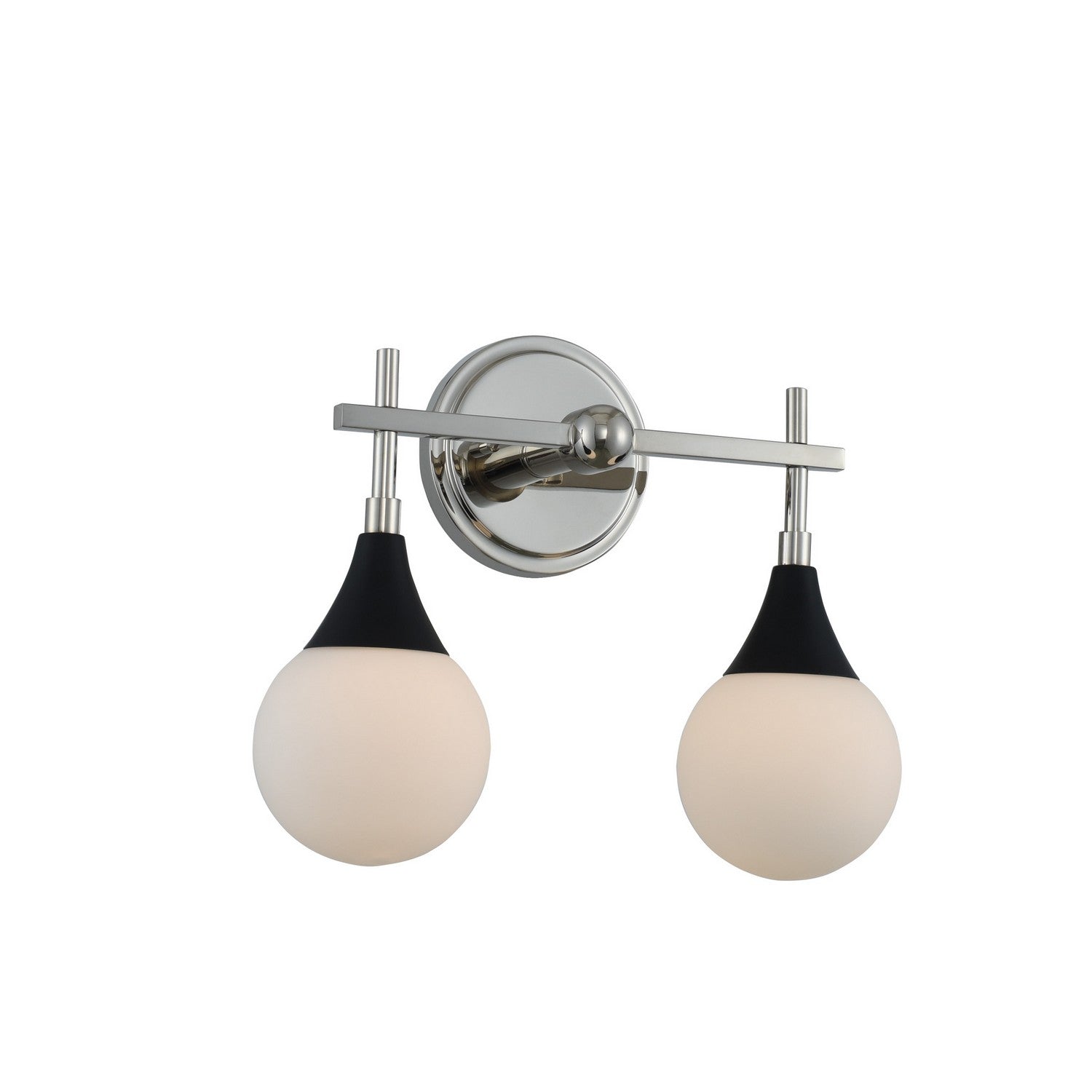 14'' Bogart 2 Light Matte Black w/ Polished Nickel Vanity Light