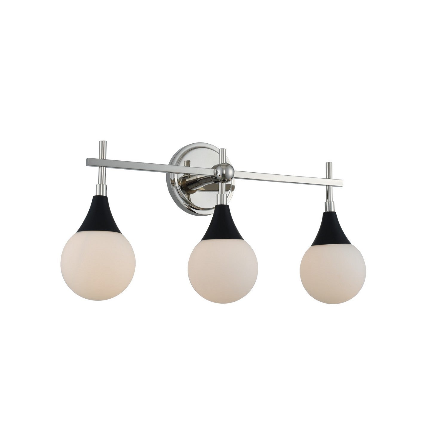 22'' Bogart 3 Light Matte Black w/ Polished Nickel Vanity Light