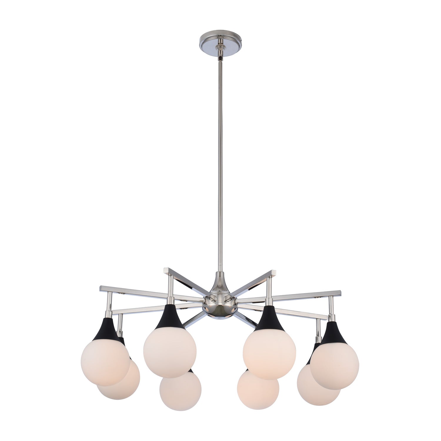 14'' Bogart 8 Light Matte Black w/ Polished Nickel Chandelier