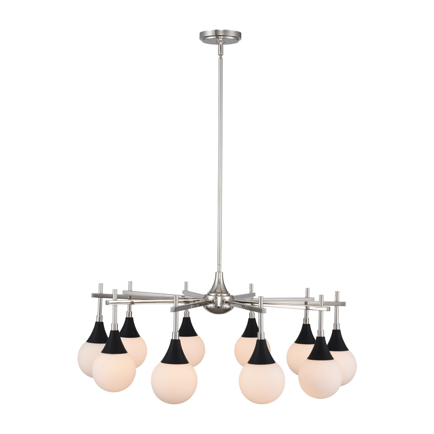 14'' Bogart 10 Light Matte Black w/ Polished Nickel Chandelier