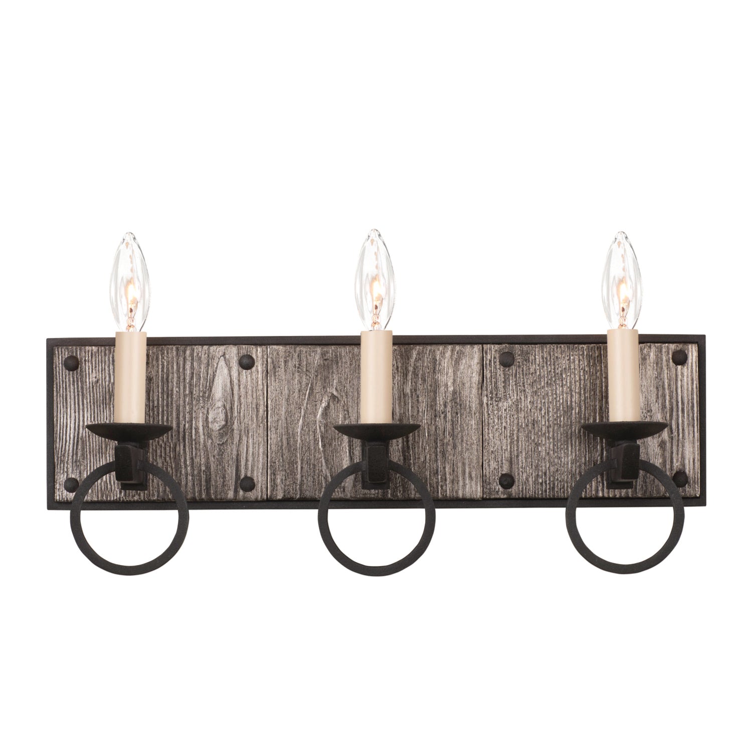 19'' Laramie 3 Light Black Iron Vanity Light