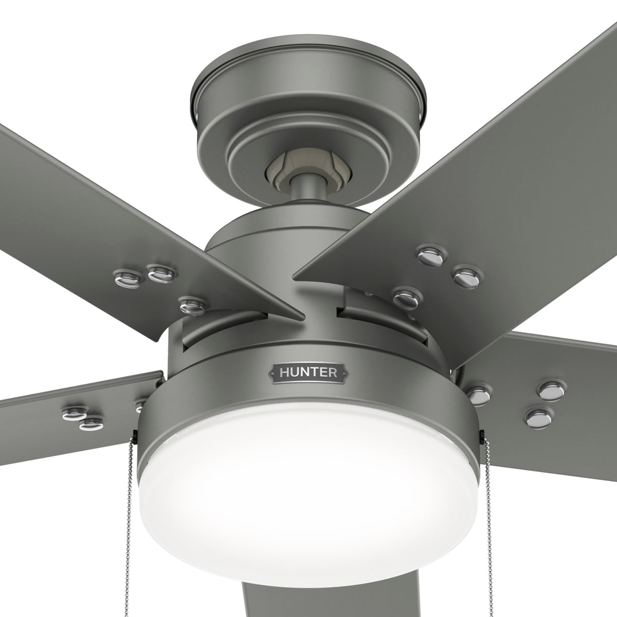52 inch Sea Point Matte Silver WeatherMax Indoor / Outdoor Ceiling Fan with LED Light Kit and Pull Chain