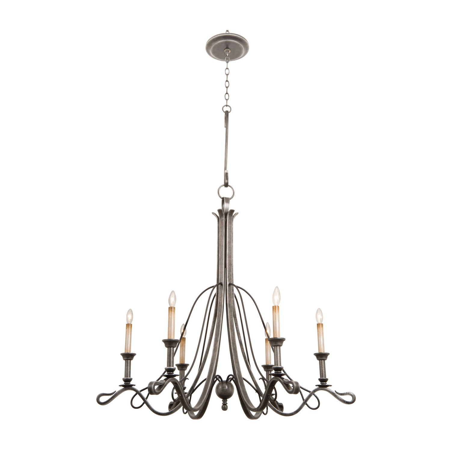 36'' Keller 6 Light Vintage Iron Chandelier
