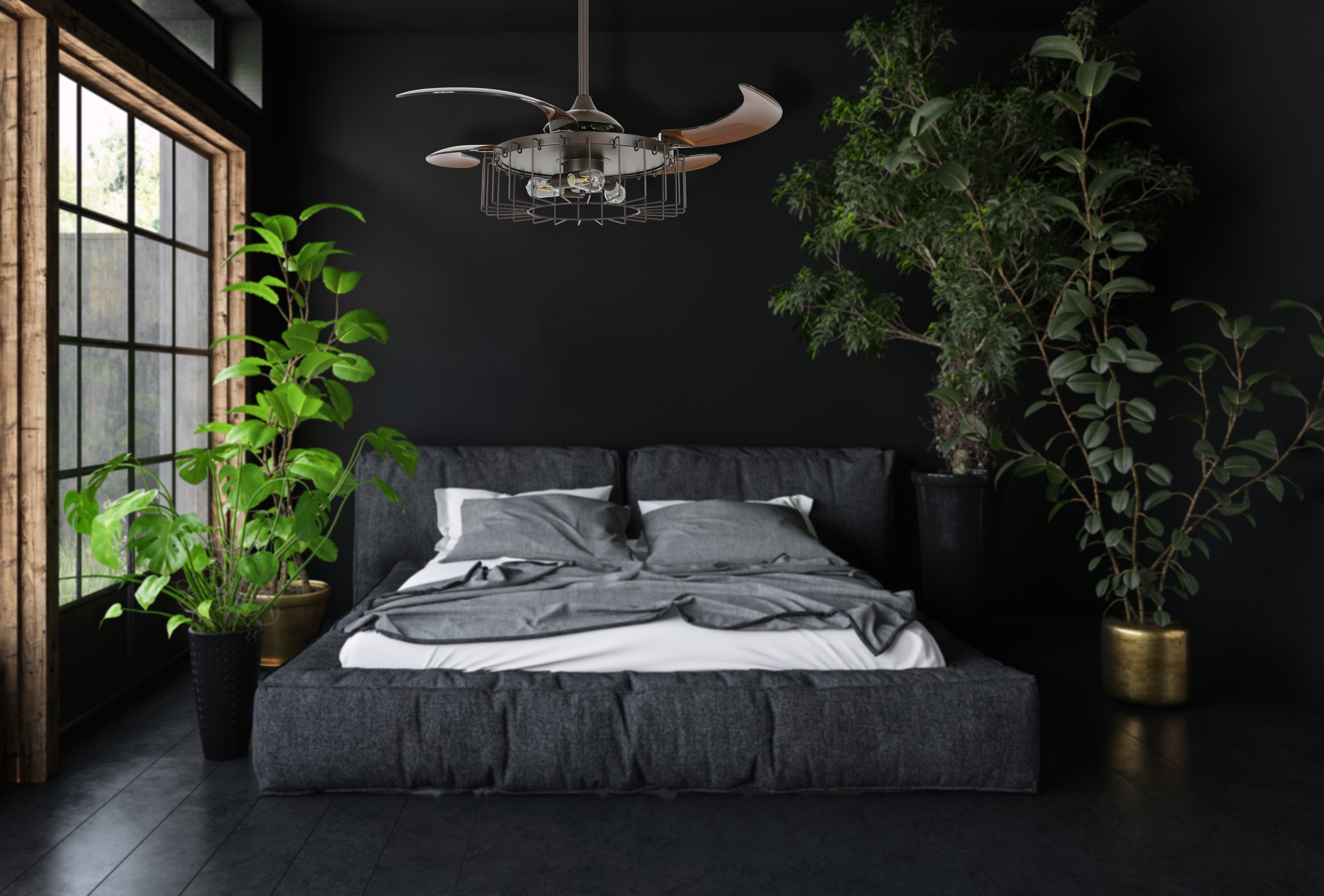 48 Inch Oil Rubbed Bronze Retractable Blade Ceiling Fan