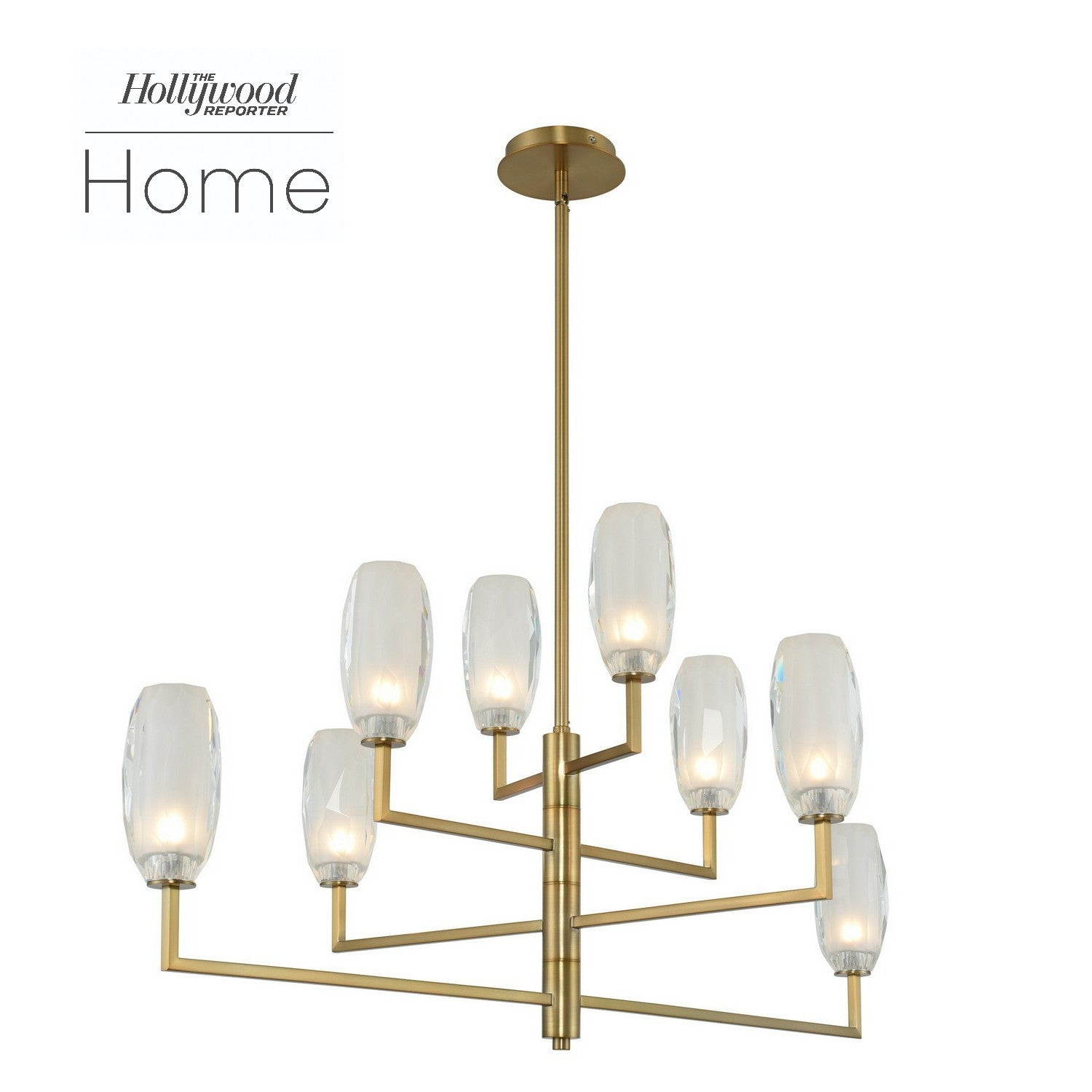 29'' June 8 Light Winter Brass Linear Pendant