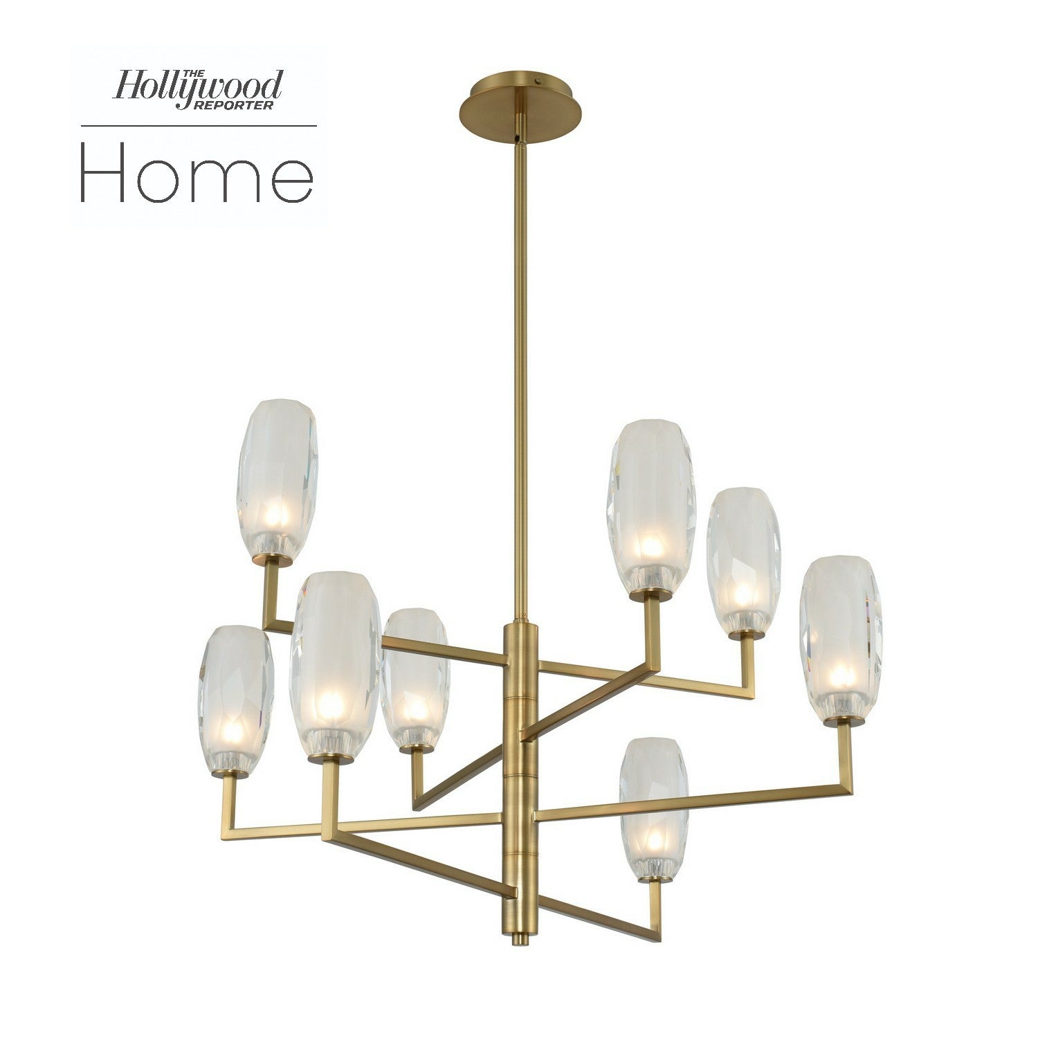 30'' June 8 Light Winter Brass Chandelier