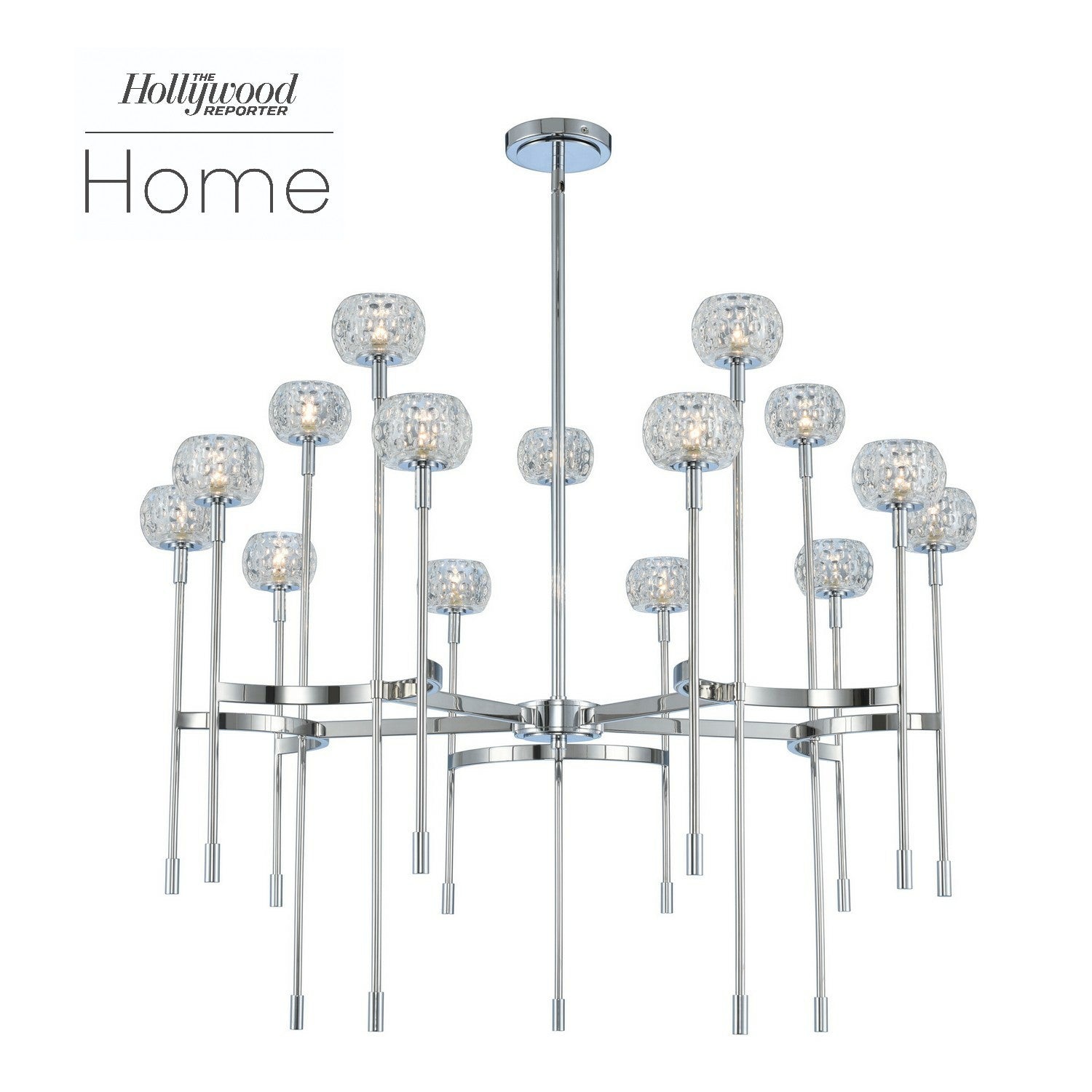 42'' Mae 15 Light Polished Chrome Tiered Chandelier