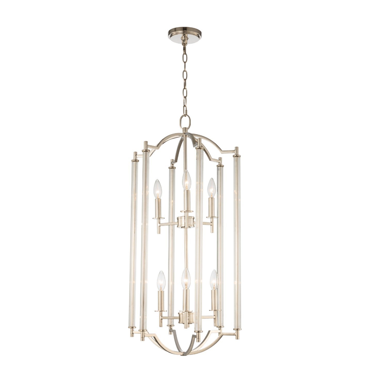 34'' Provence 6 Light Polished Nickel Pendant