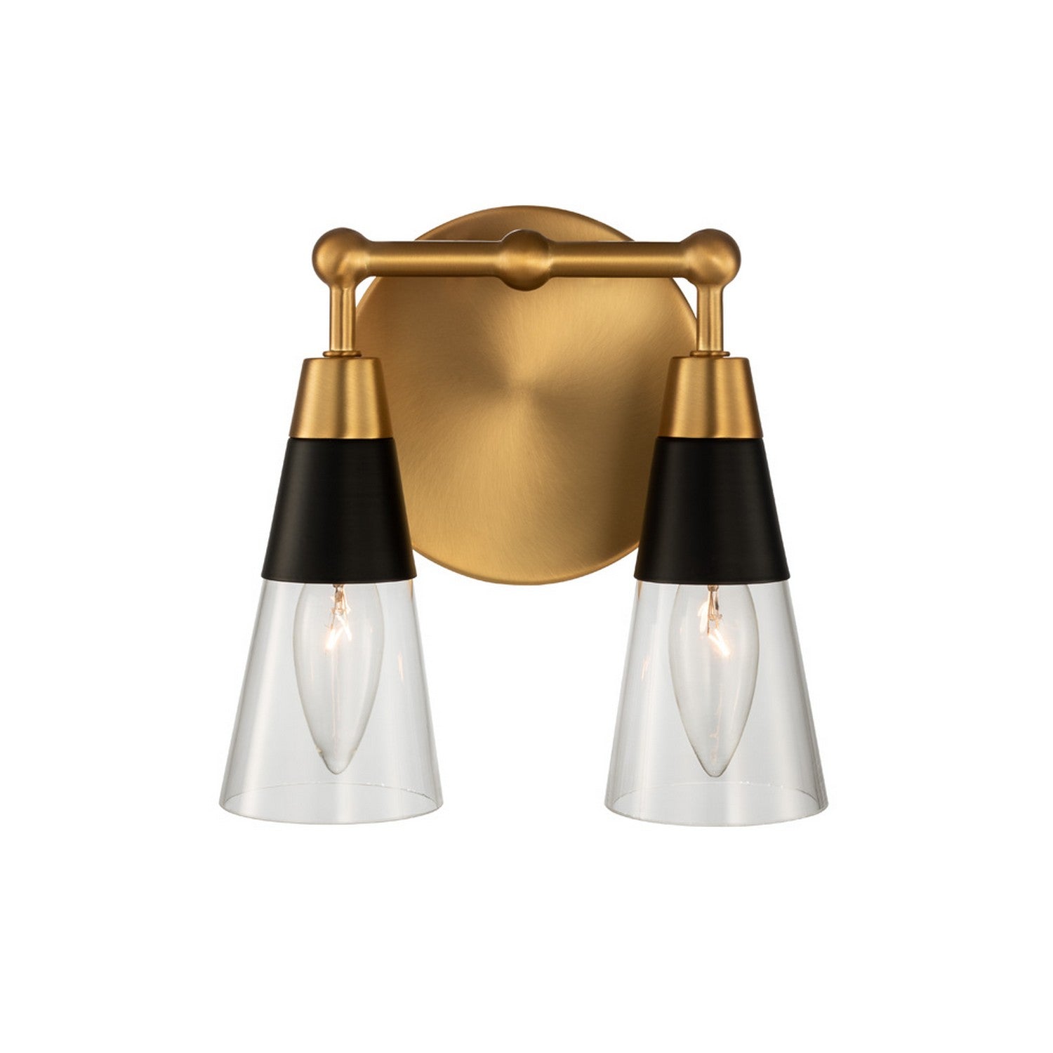 8'' Ponti 2 Light Matte Black w/ New Brass Vanity Light