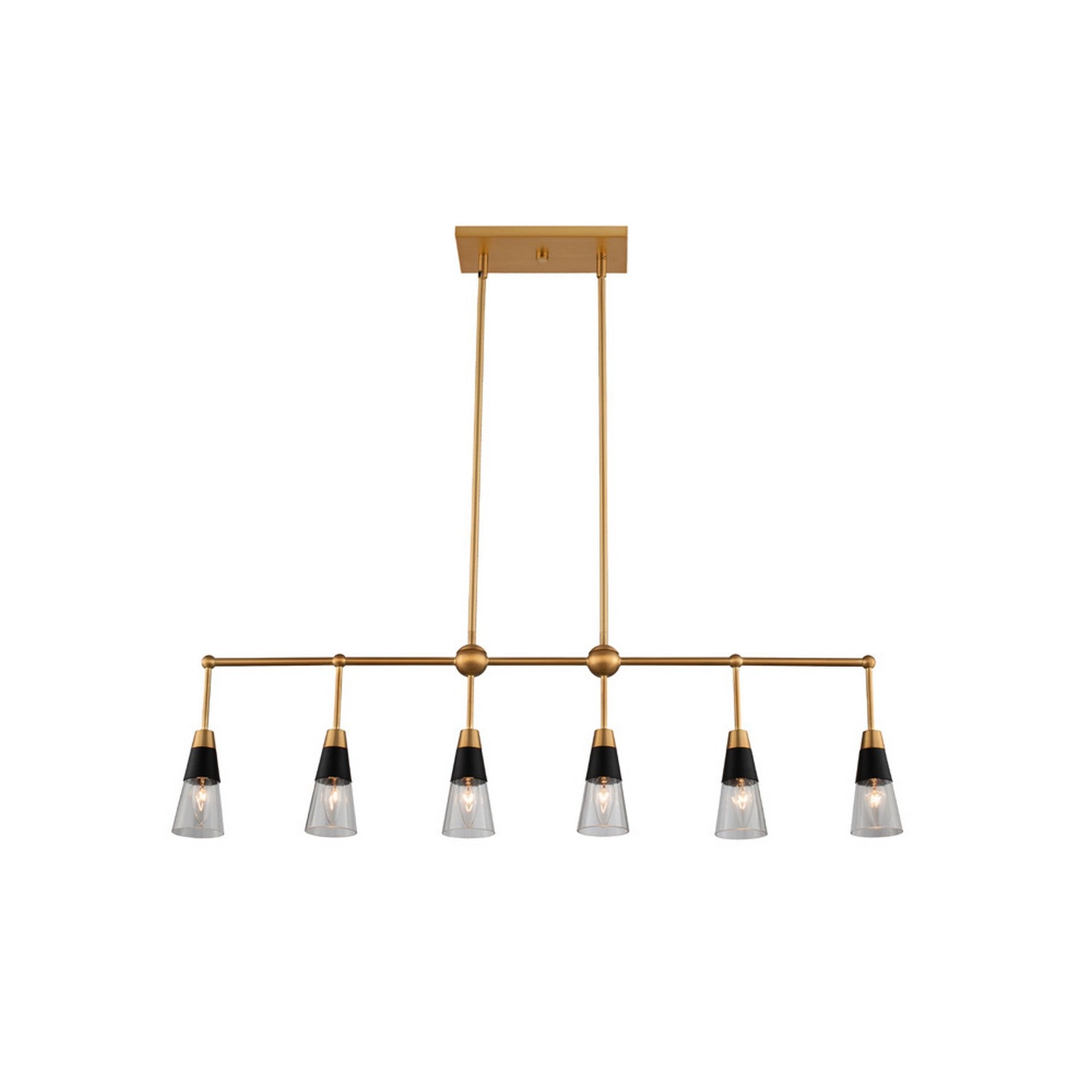 20'' Ponti 6 Light Matte Black w/ New Brass Linear Pendant