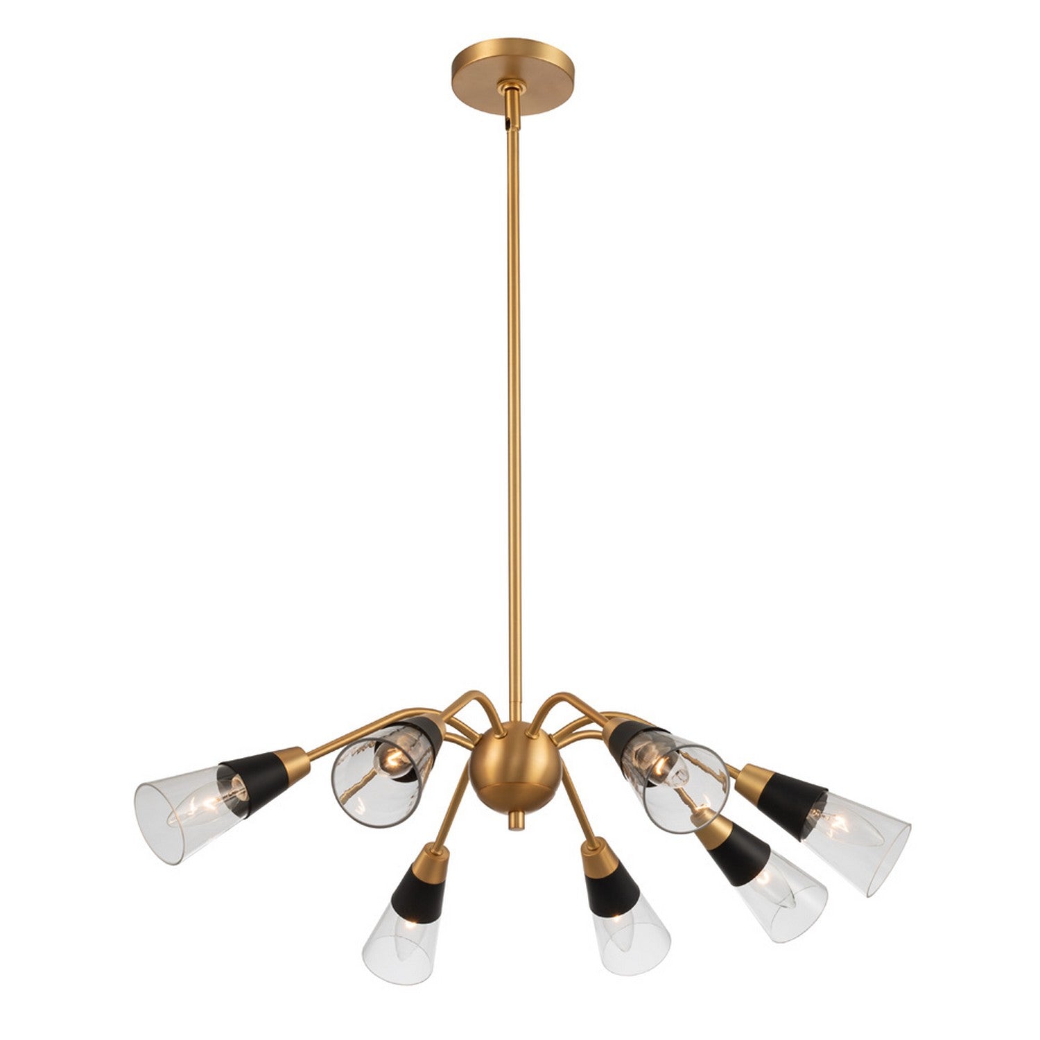 17'' Ponti 7 Light Matte Black w/ New Brass Chandelier