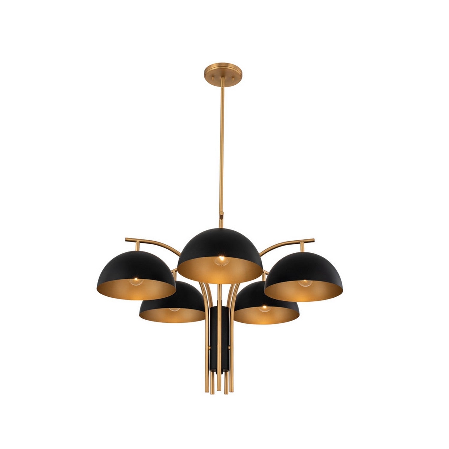 20'' Marcel 5 Light Matte Black w/ New Brass Chandelier