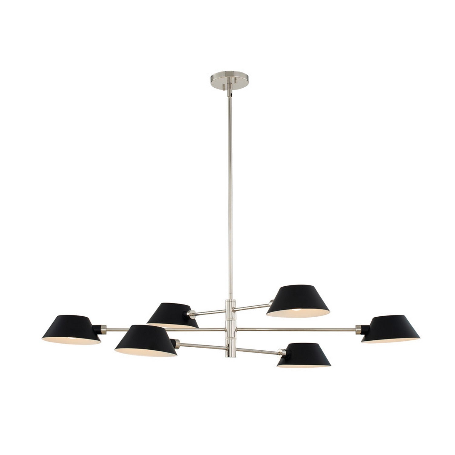17'' Bruno 6 Light Matte Black w/ Polished Nickel Linear Pendant
