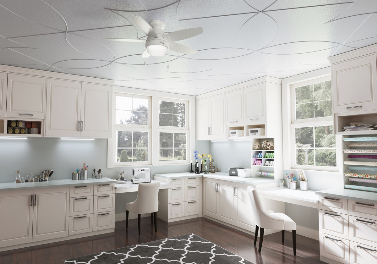 44 inch Lilliana Fresh White Low Profile Ceiling Fan with LED Light Kit and Pull Chain