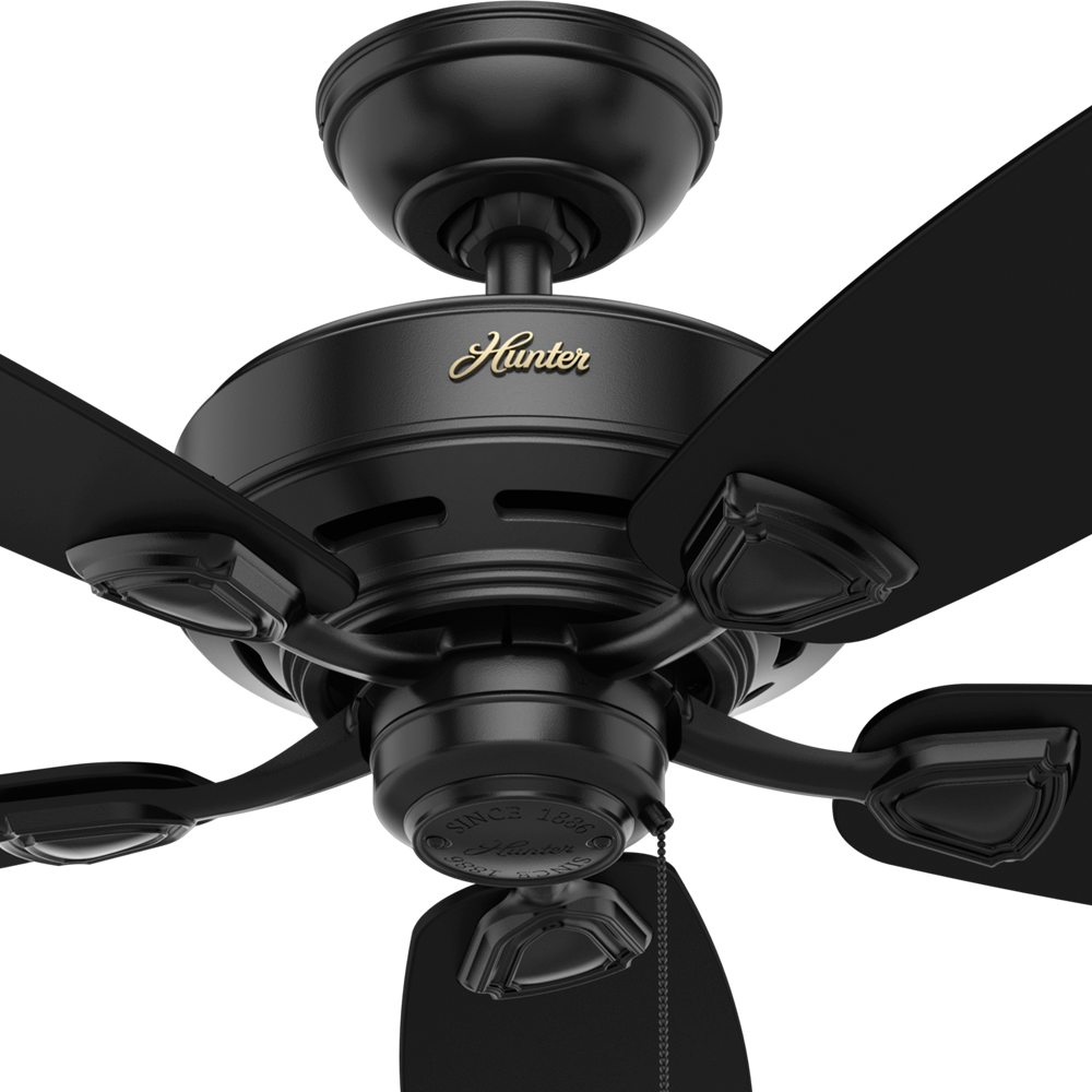 48 inch Sea Wind Matte Black Damp Rated Ceiling Fan and Pull Chain