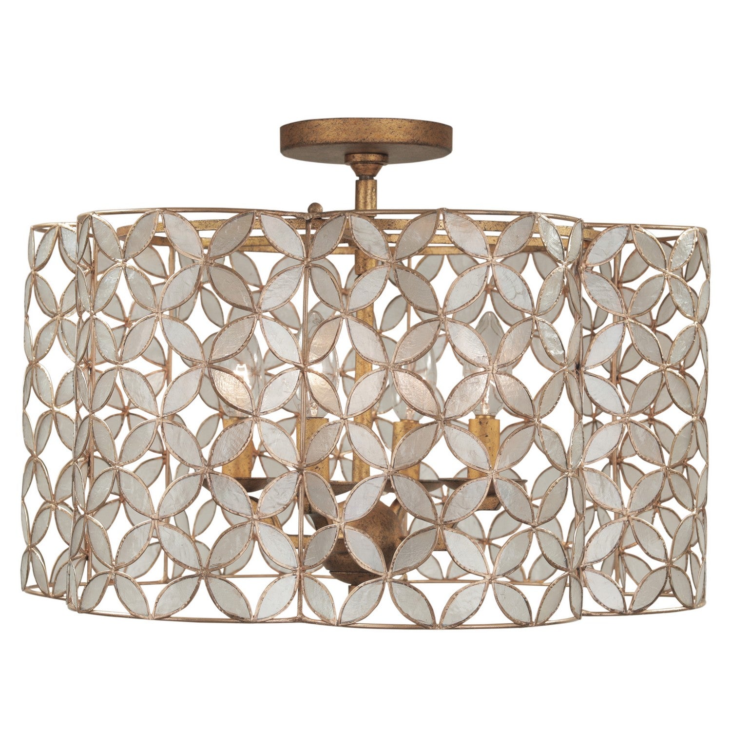 15'' Maurelle 4 Light Oxidized Gold Leaf Semi-Flush Mount