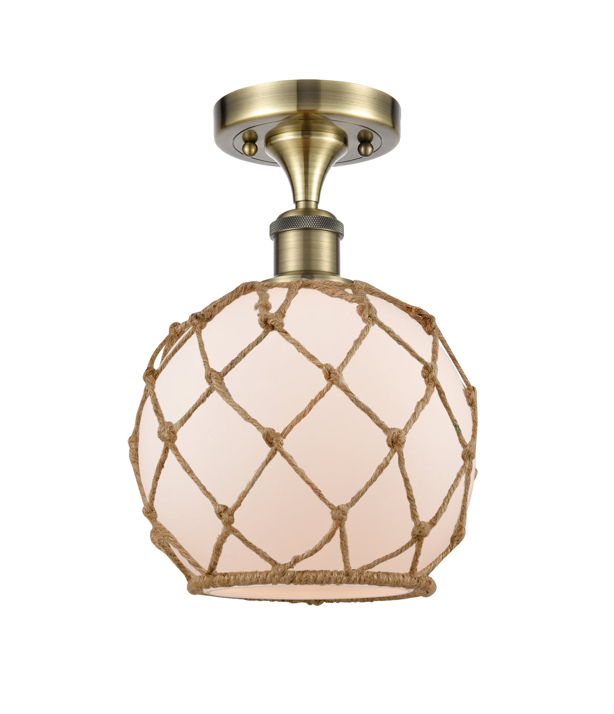 Farmhouse Rope 8-Inch 1-Light Semi-Flush Mount with LED Bulb