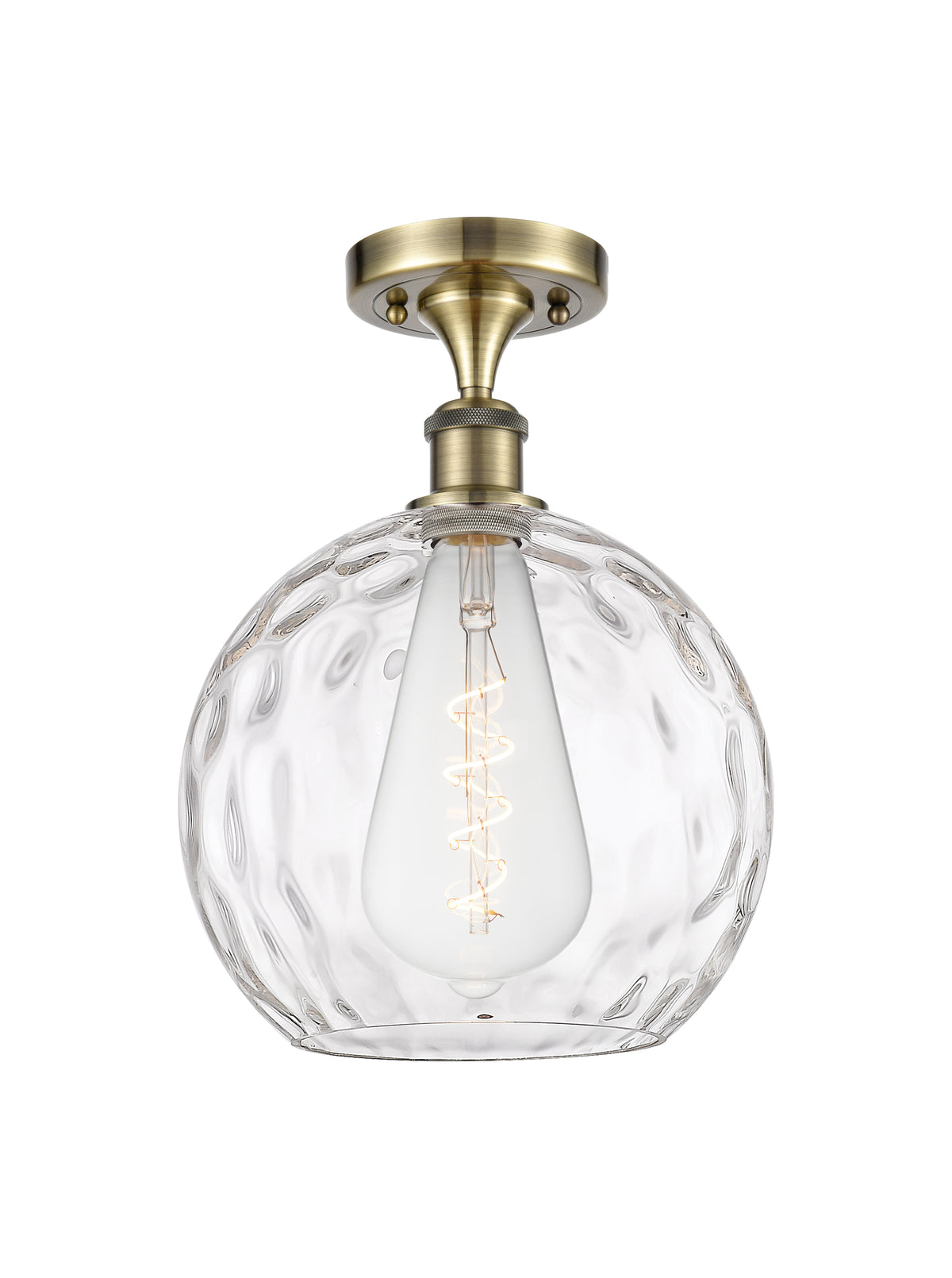 Athens Water Glass 10-Inch 1-Light Semi-Flush Mount with LED Bulb