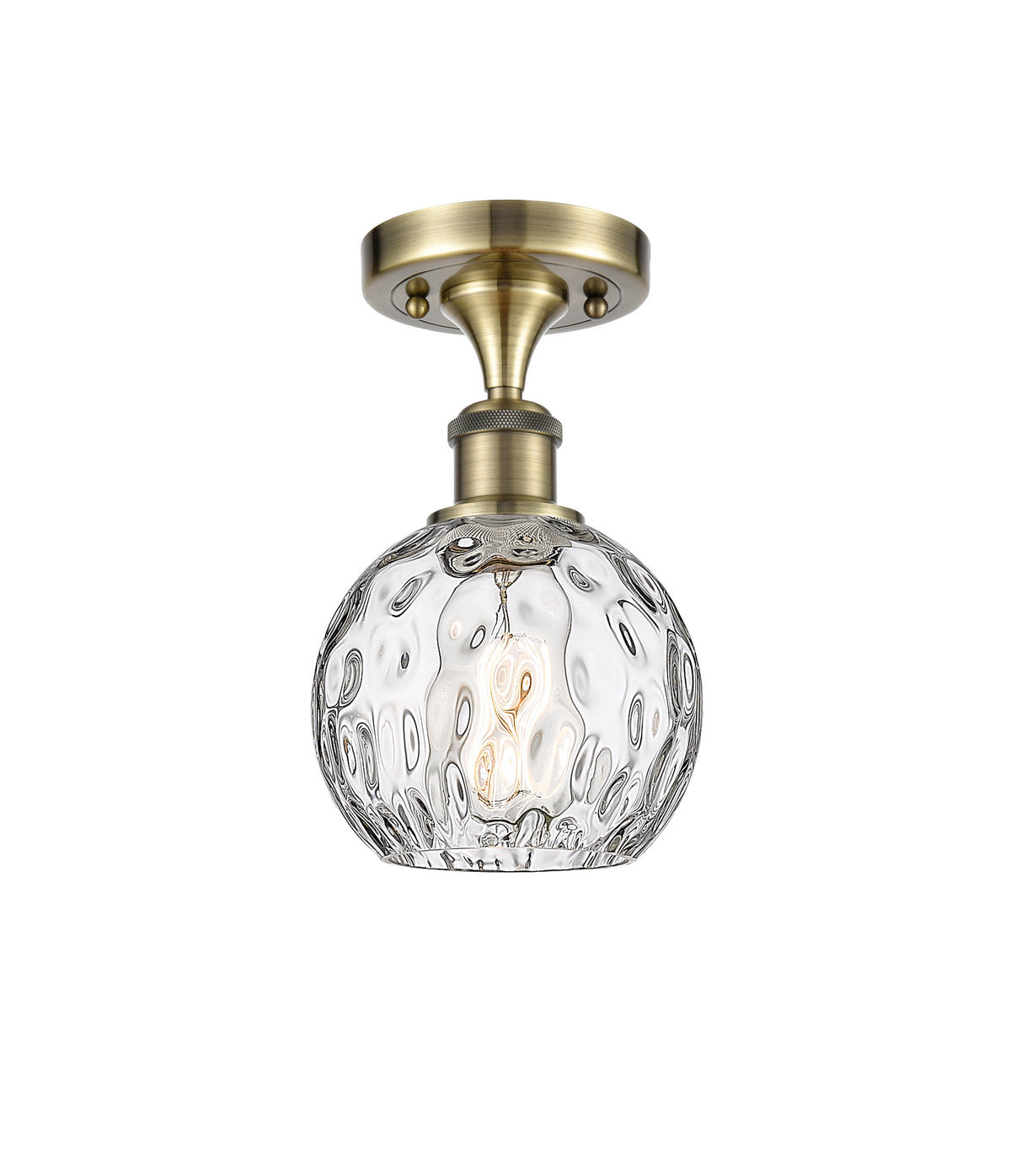 Athens Water Glass 6-Inch 1-Light Semi-Flush Mount 9.25-Inch High