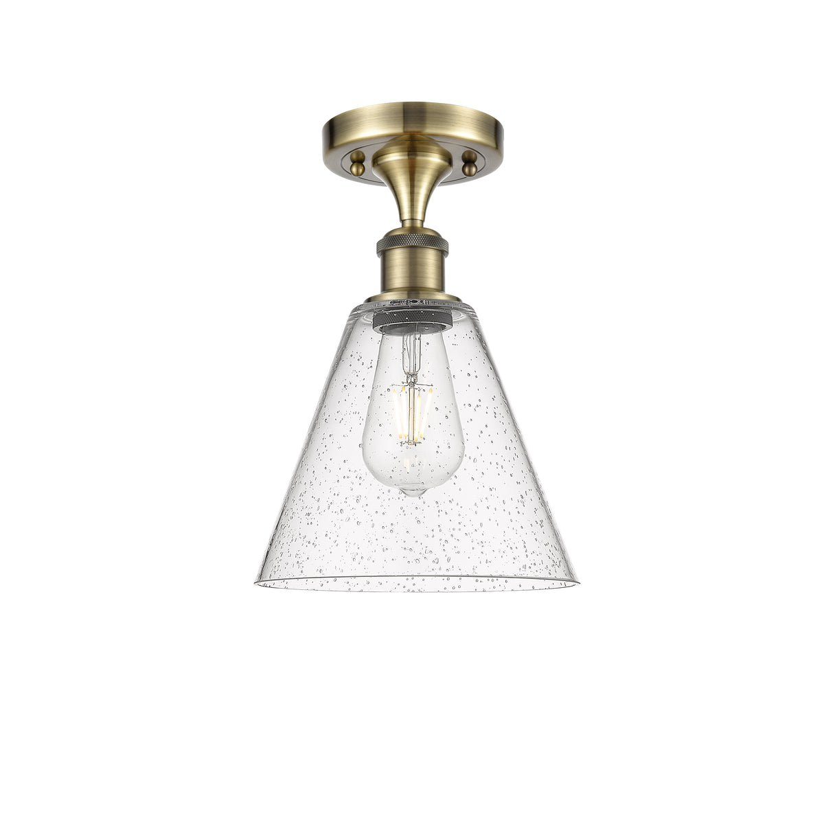 Berkshire Glass 8-Inch 1-Light Semi-Flush Mount 11.25-Inch High