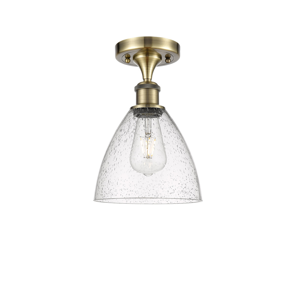Bristol 8-Inch 1-Light Semi-Flush Mount Dome Shade 10.75-Inch High
