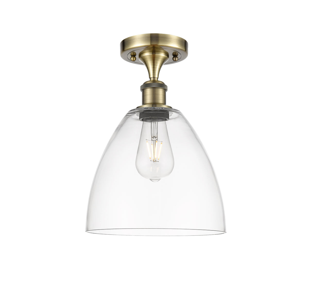 Bristol 9-Inch 1-Light Semi-Flush Mount with LED Bulb Dome Shade