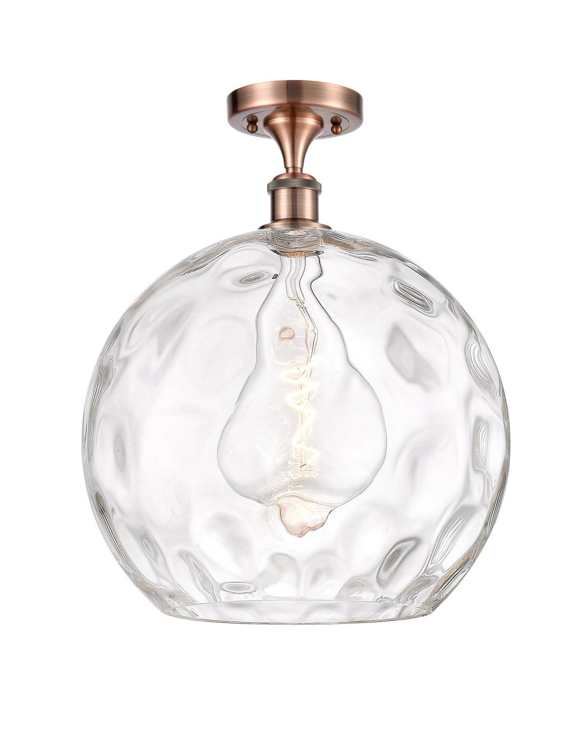 Athens Water Glass 13-Inch 1-Light Semi-Flush Mount 16.375-Inch High