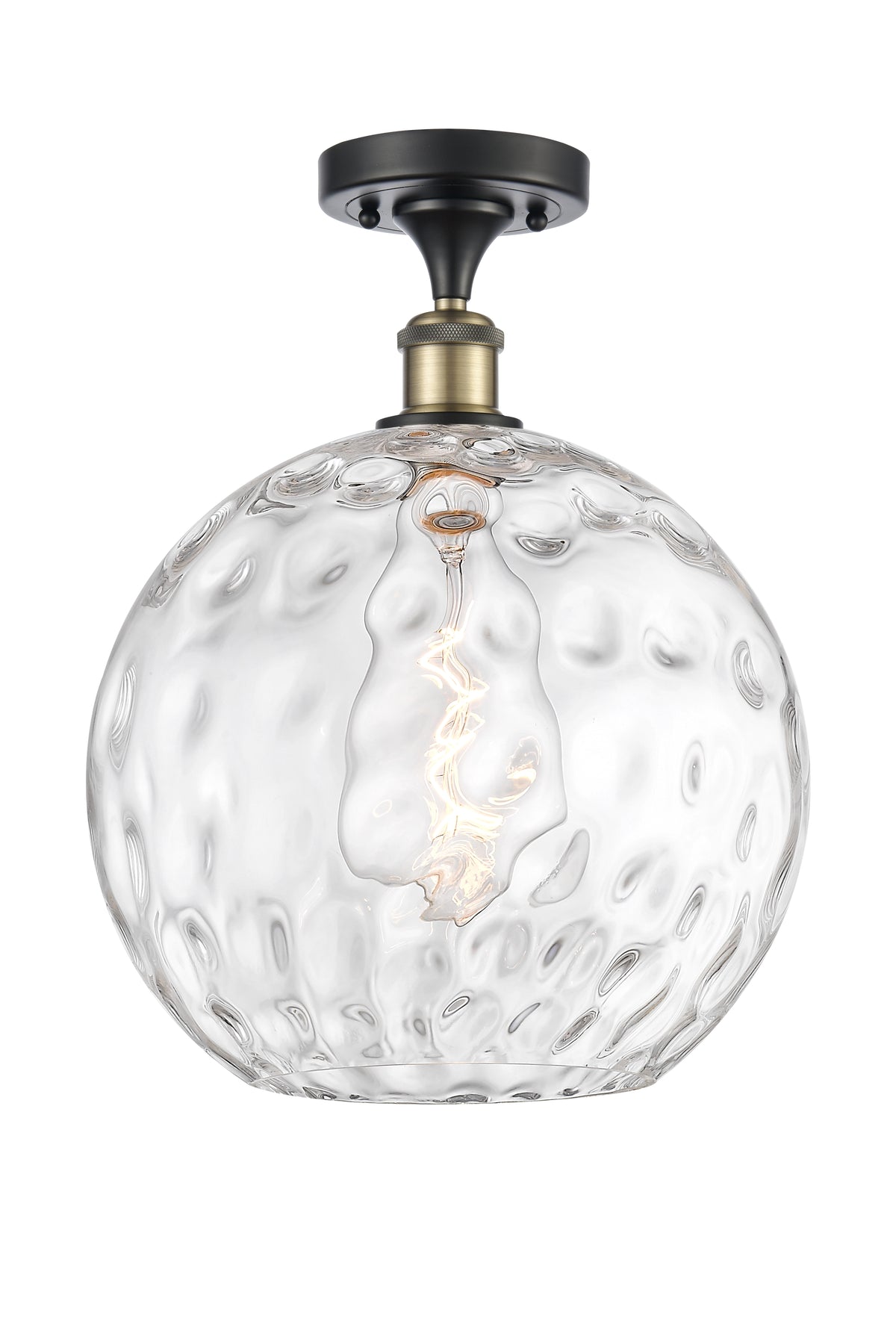 Athens Water Glass 12-Inch 1-Light Semi-Flush Mount with LED Bulb