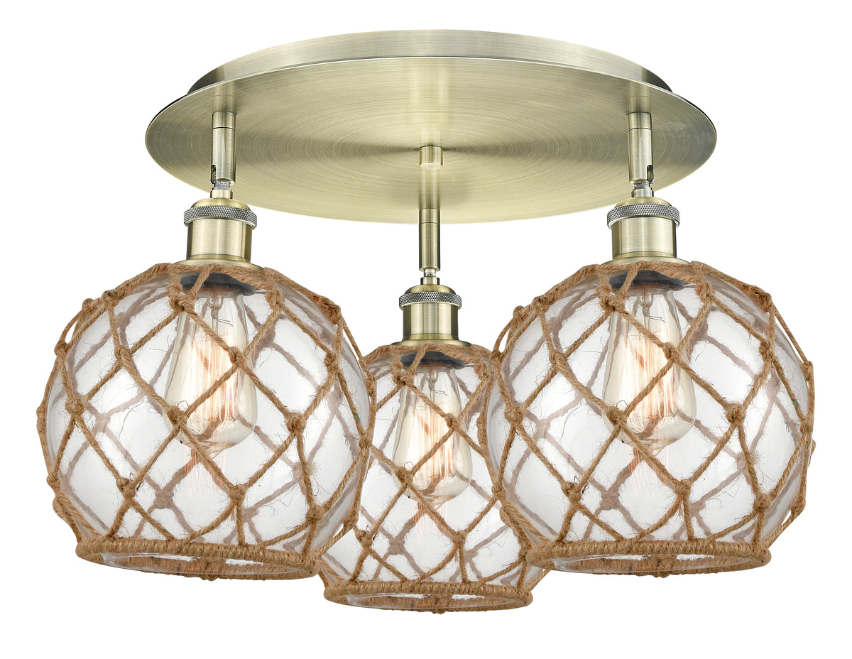 Farmhouse Rope 20-Inch 3-Light Semi-Flush Mount