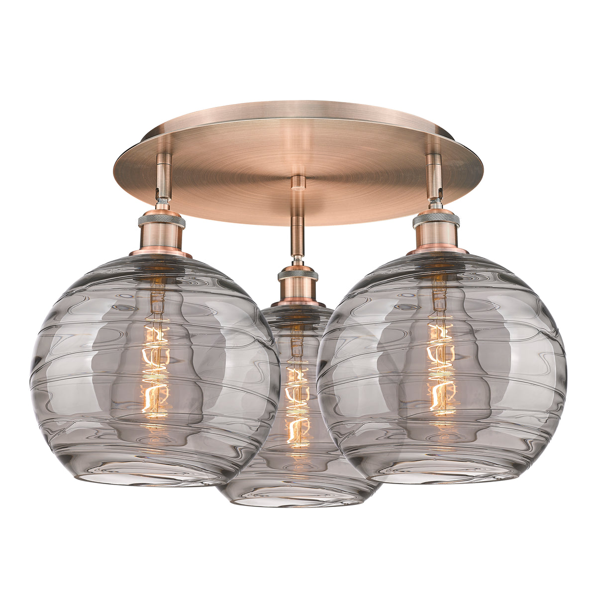 Athens Deco Swirl 22-Inch 3-Light Semi-Flush Mount