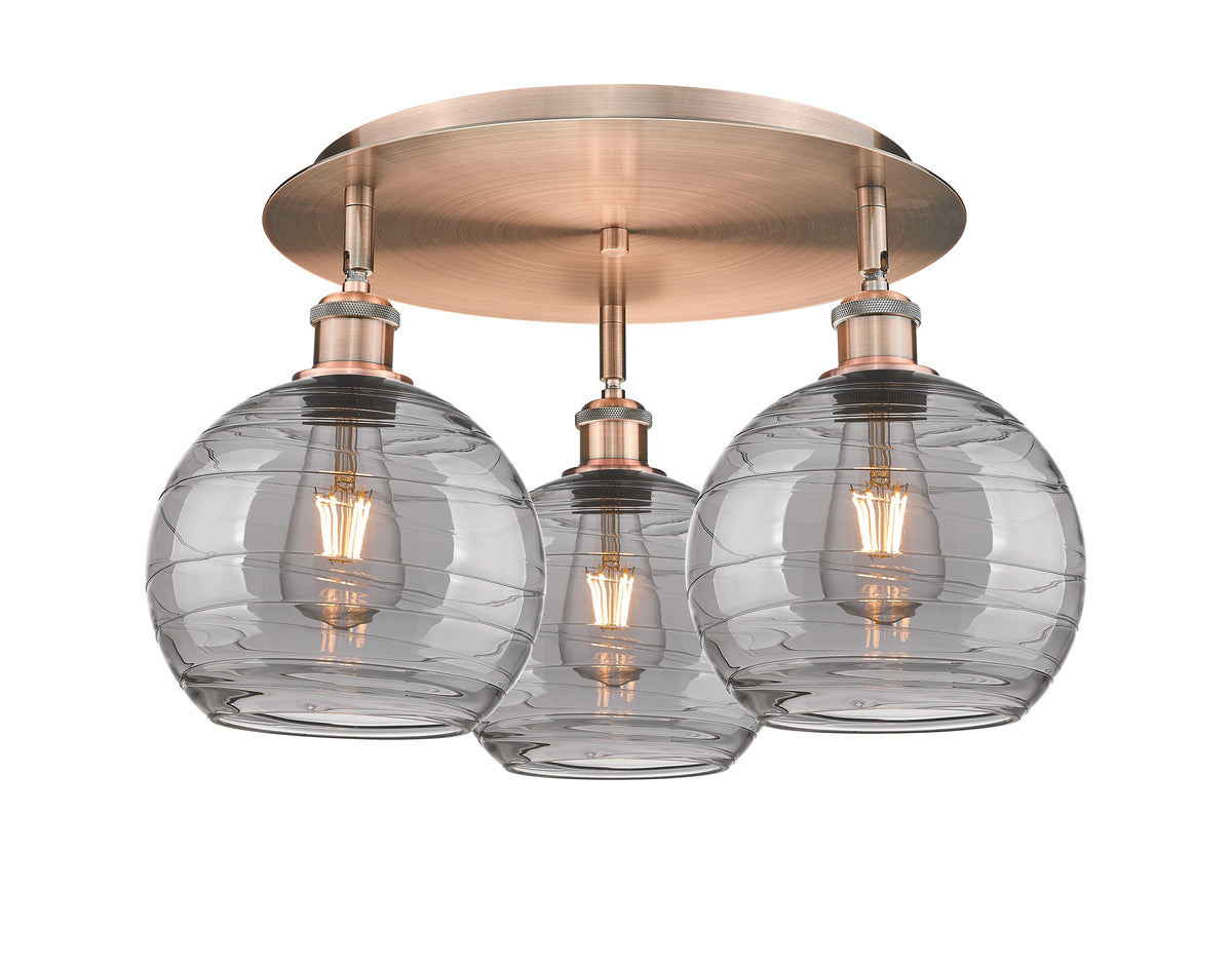 Athens Deco Swirl 20-Inch 3-Light Semi-Flush Mount