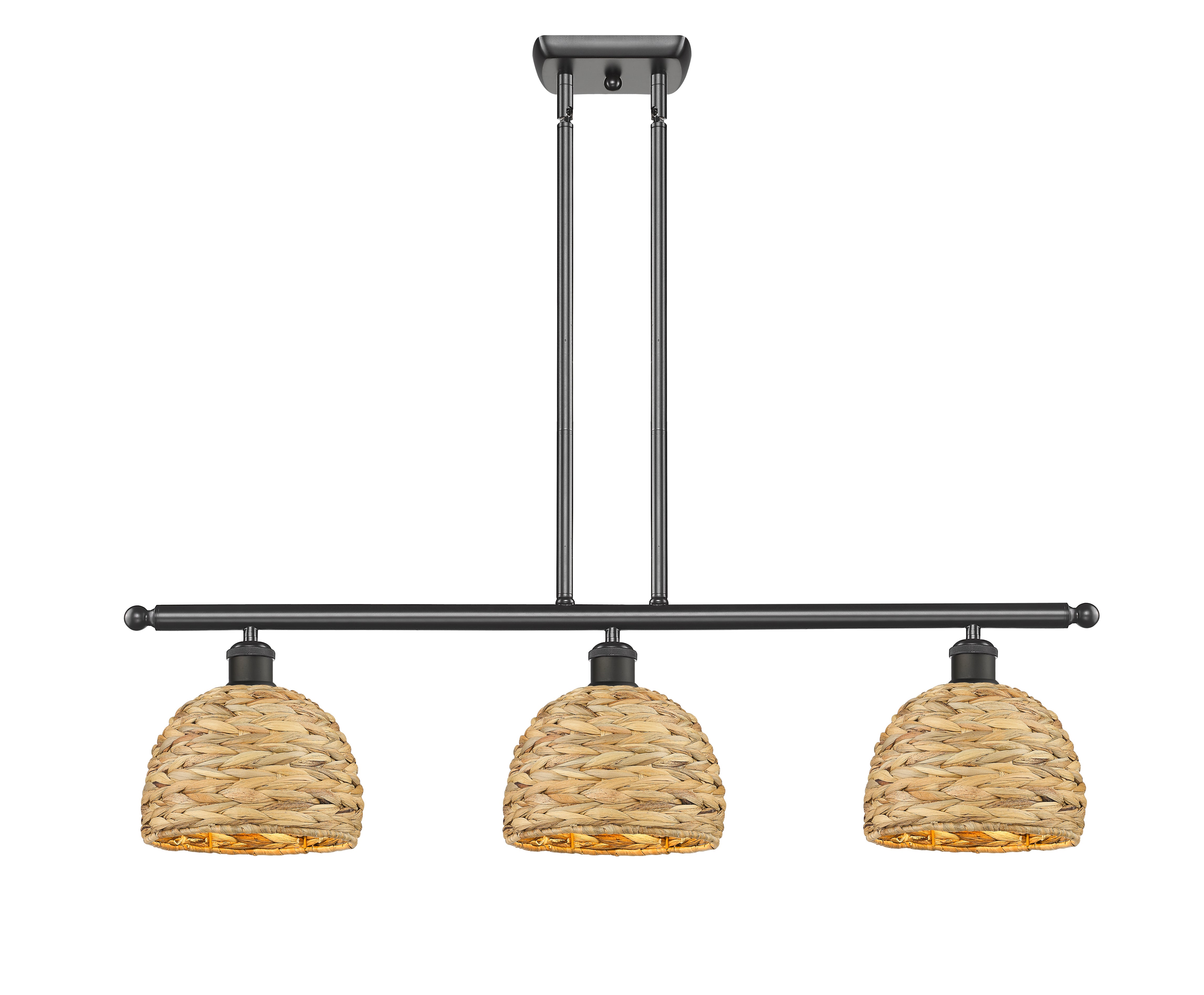 Ballston Island Light Woven Rattan Brass