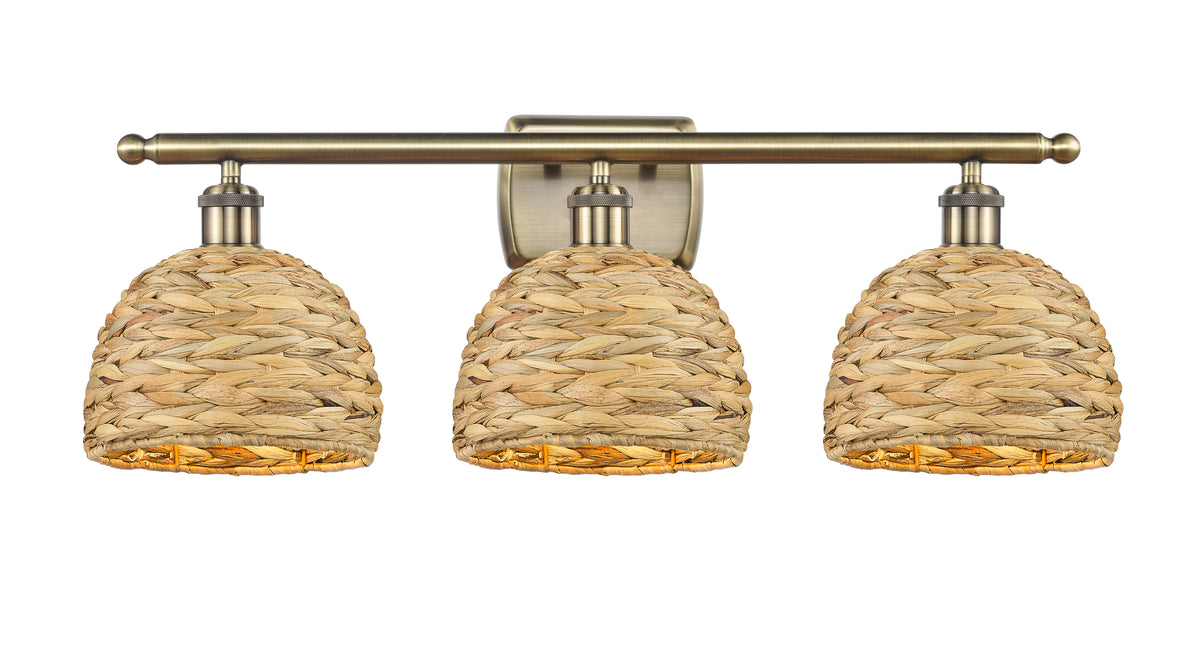 Woven Rattan 28-Inch 3-Light Bath Vanity Light