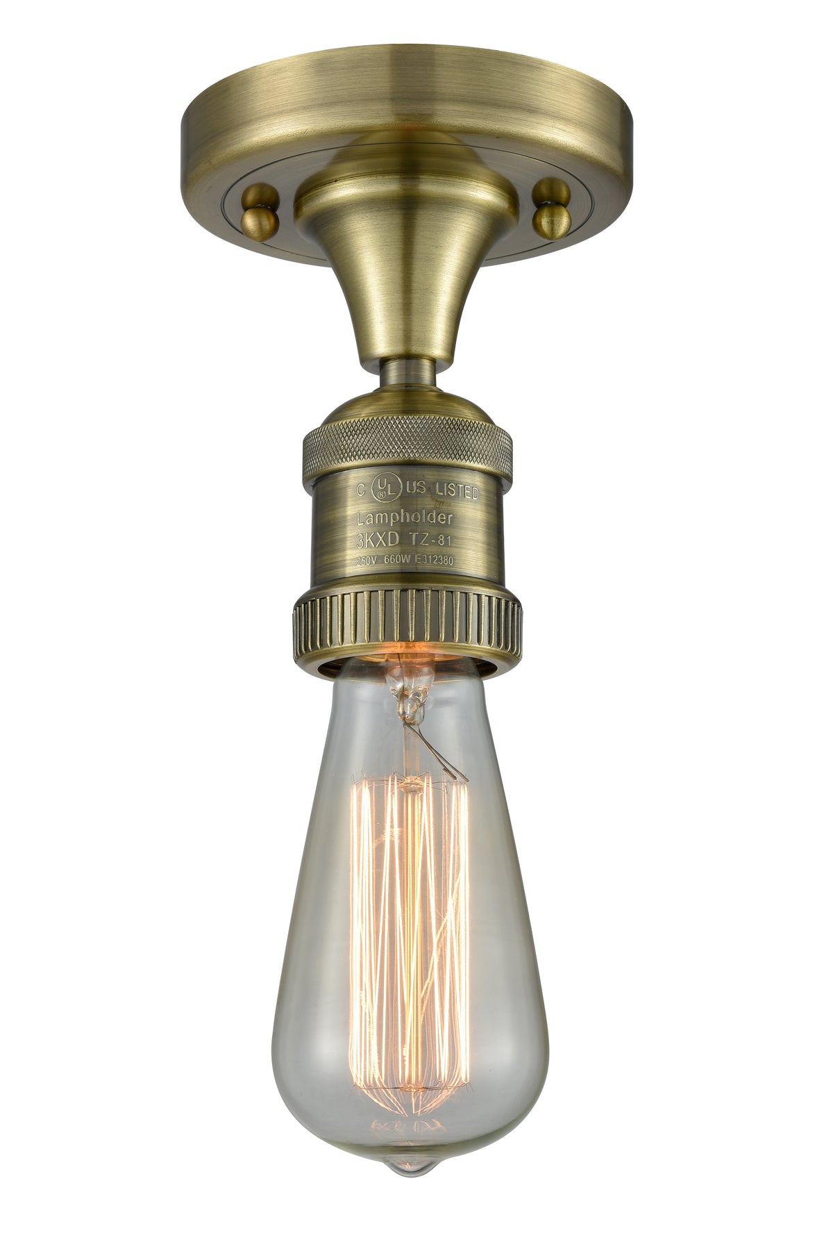 Bare Bulb 5-Inch 1-Light Semi-Flush Mount with LED Bulb