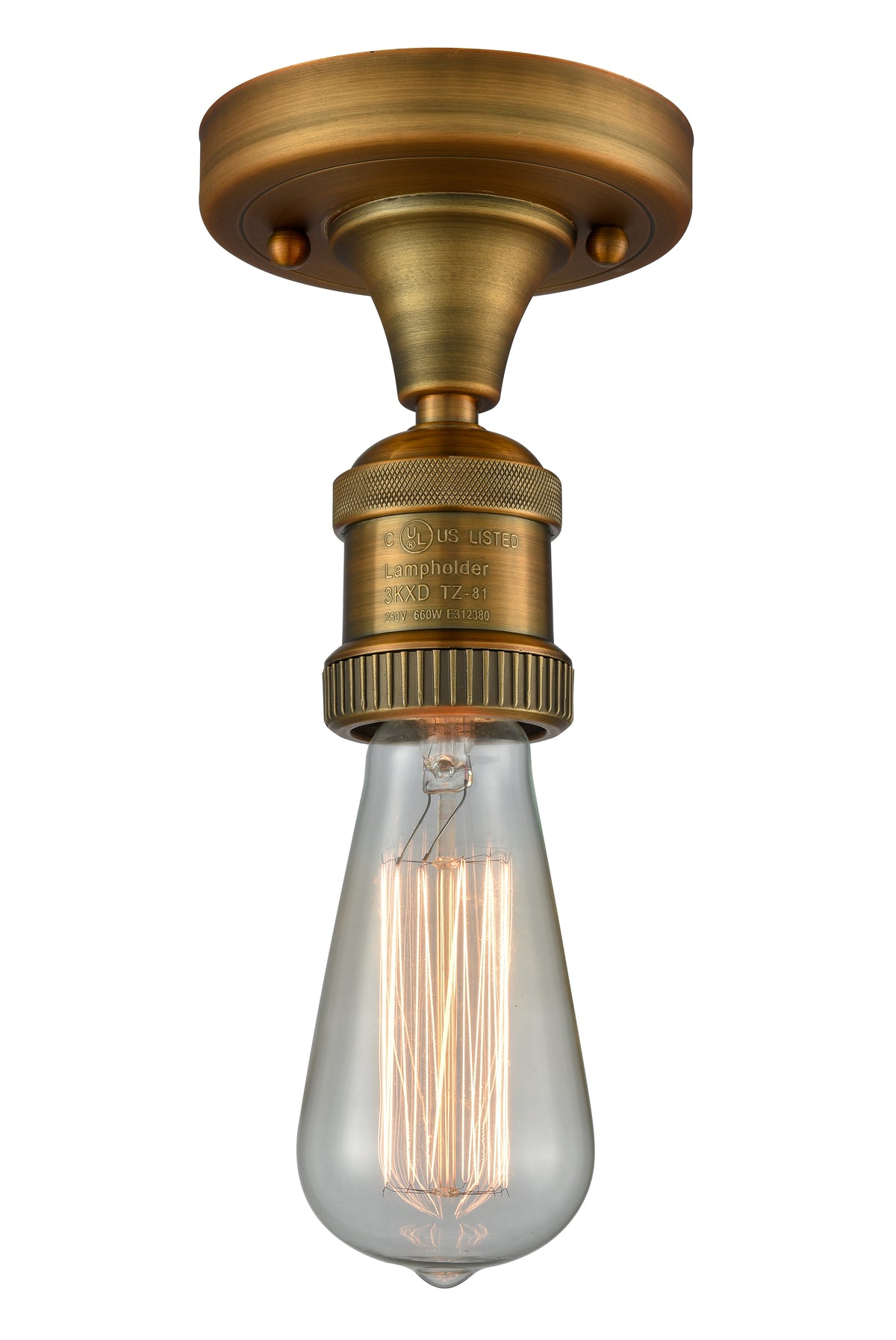 Bare Bulb 5-Inch 1-Light Semi-Flush Mount with LED Bulb