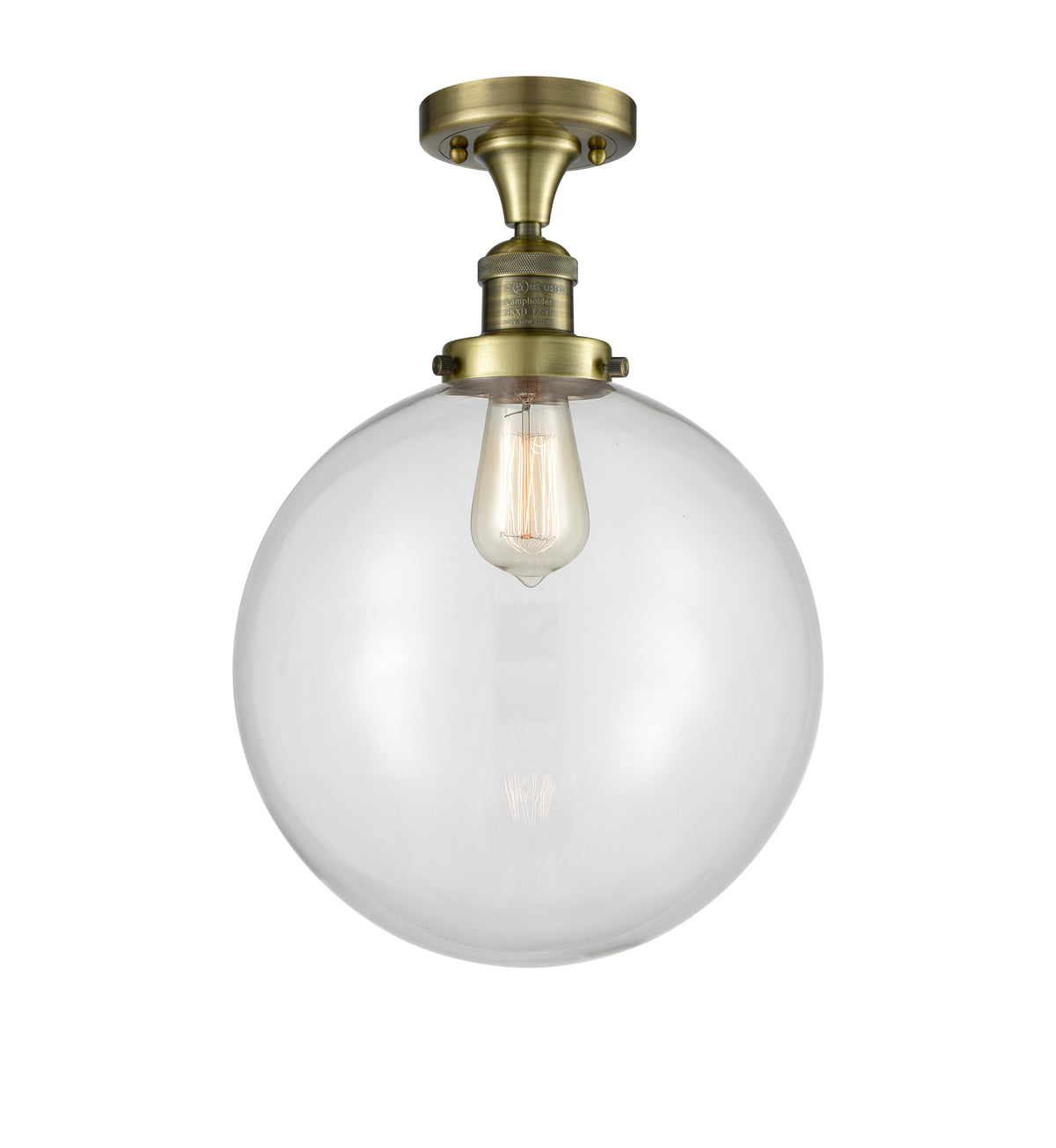Beacon 12-Inch 1-Light Semi-Flush Mount Globe Shade 15-Inch High