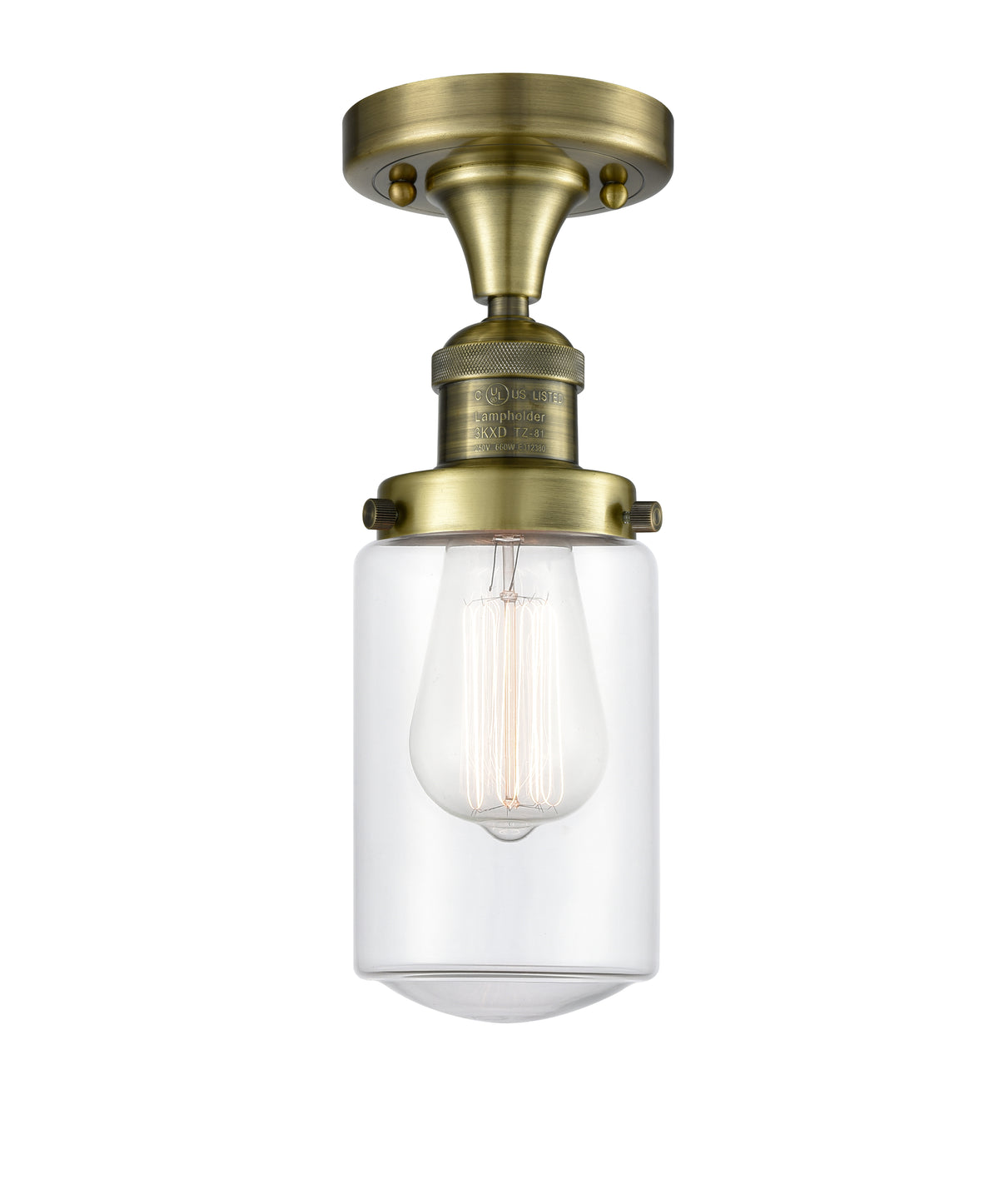 Dover 5-Inch 1-Light Semi-Flush Mount with LED Bulb 11.75-Inch High