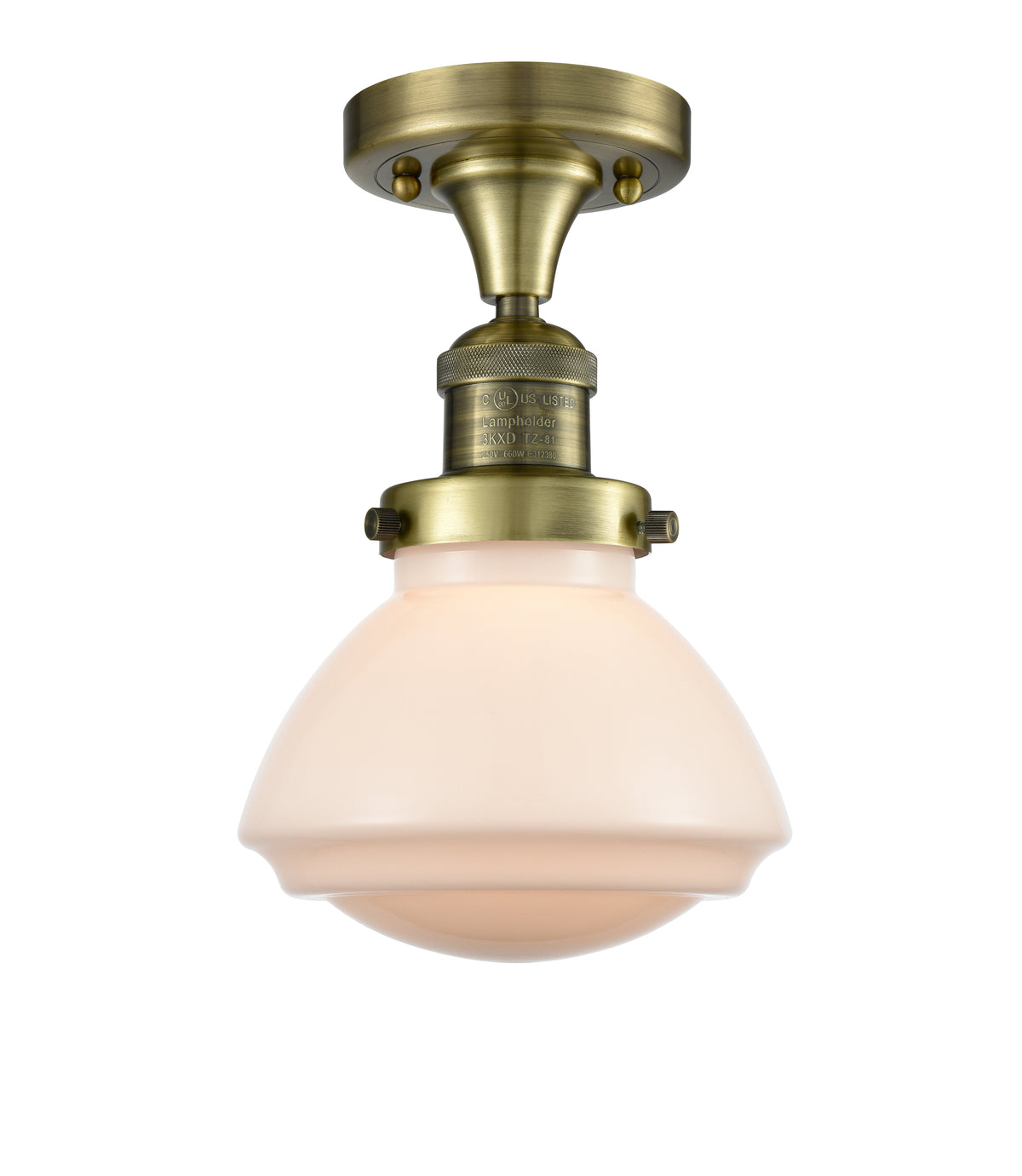 Olean 7-Inch 1-Light Semi-Flush Mount Bell Shade 9.25-Inch High