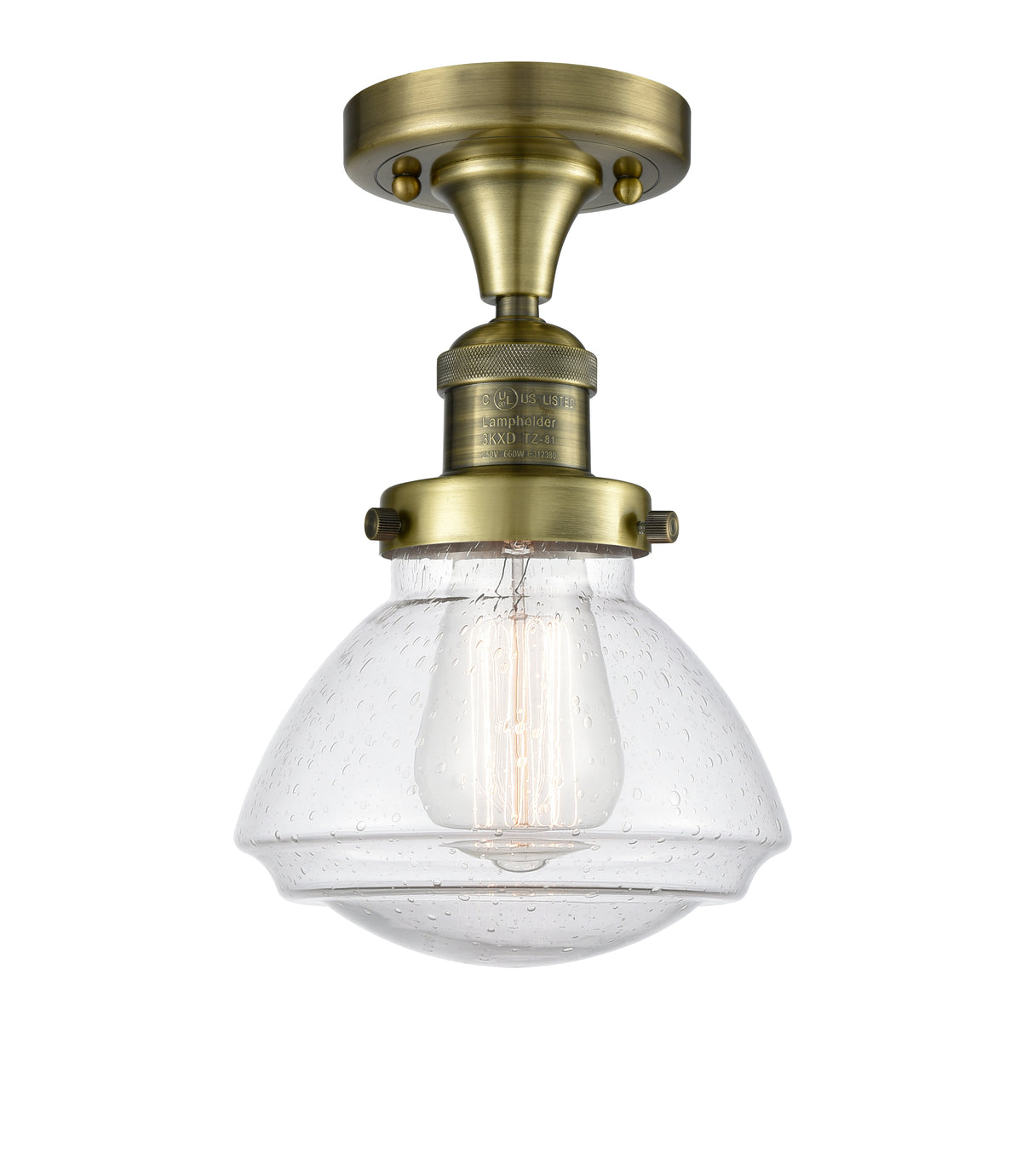 Olean 7-Inch 1-Light Semi-Flush Mount Bell Shade 9.25-Inch High