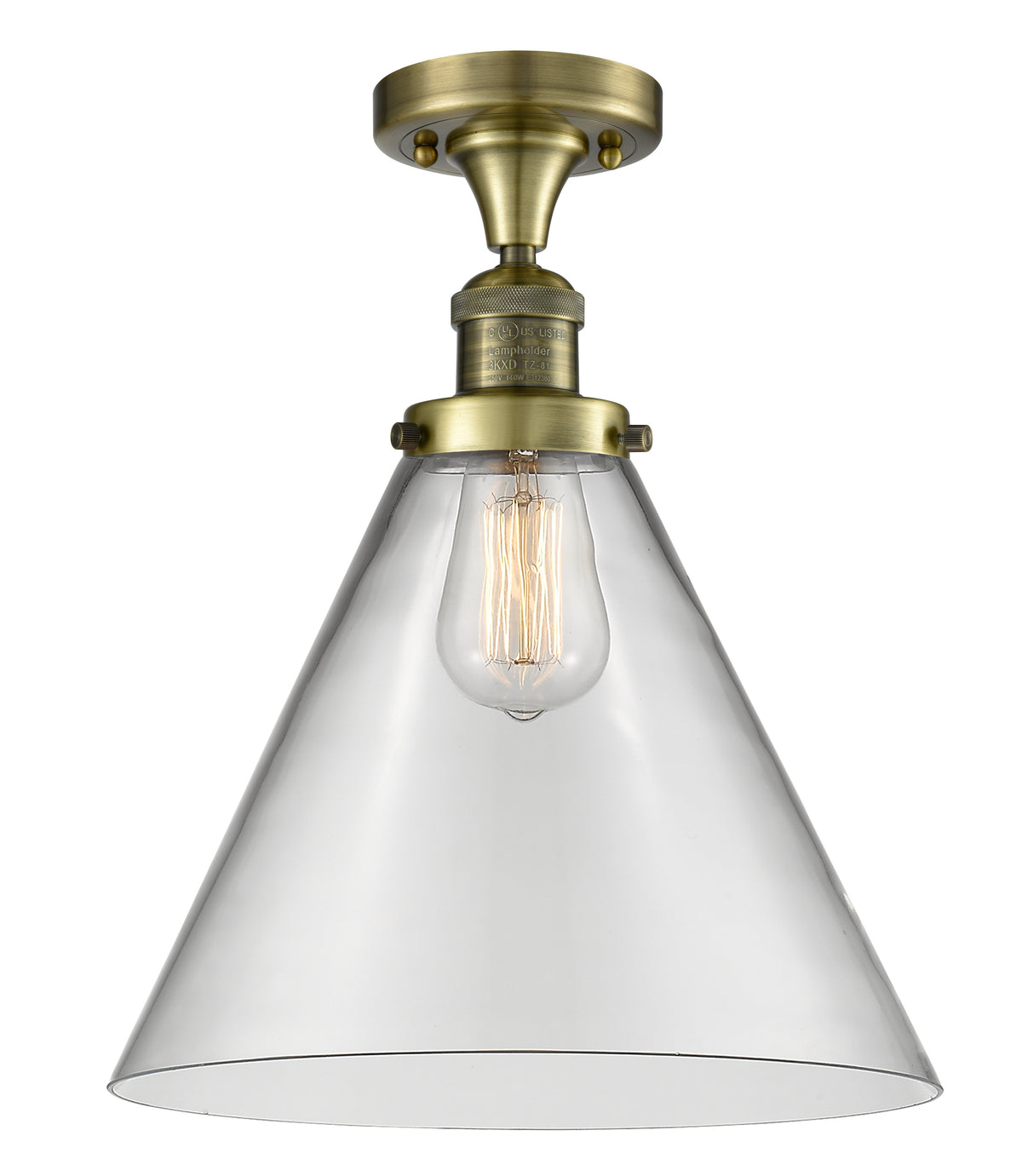 Cone 12-Inch 1-Light Semi-Flush Mount 16-Inch High