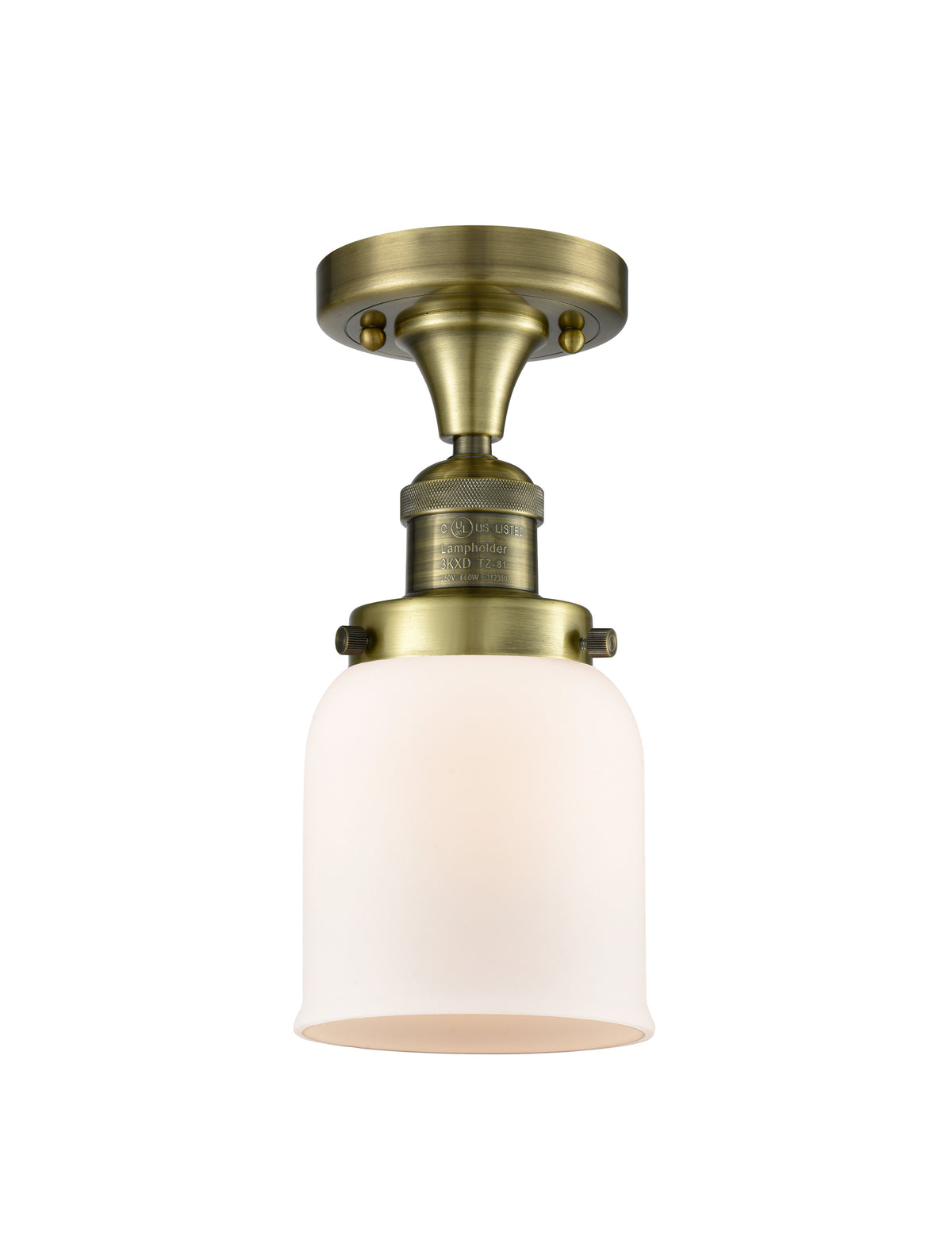 Bell 5-Inch 1-Light Semi-Flush Mount 9-Inch High Dimmable