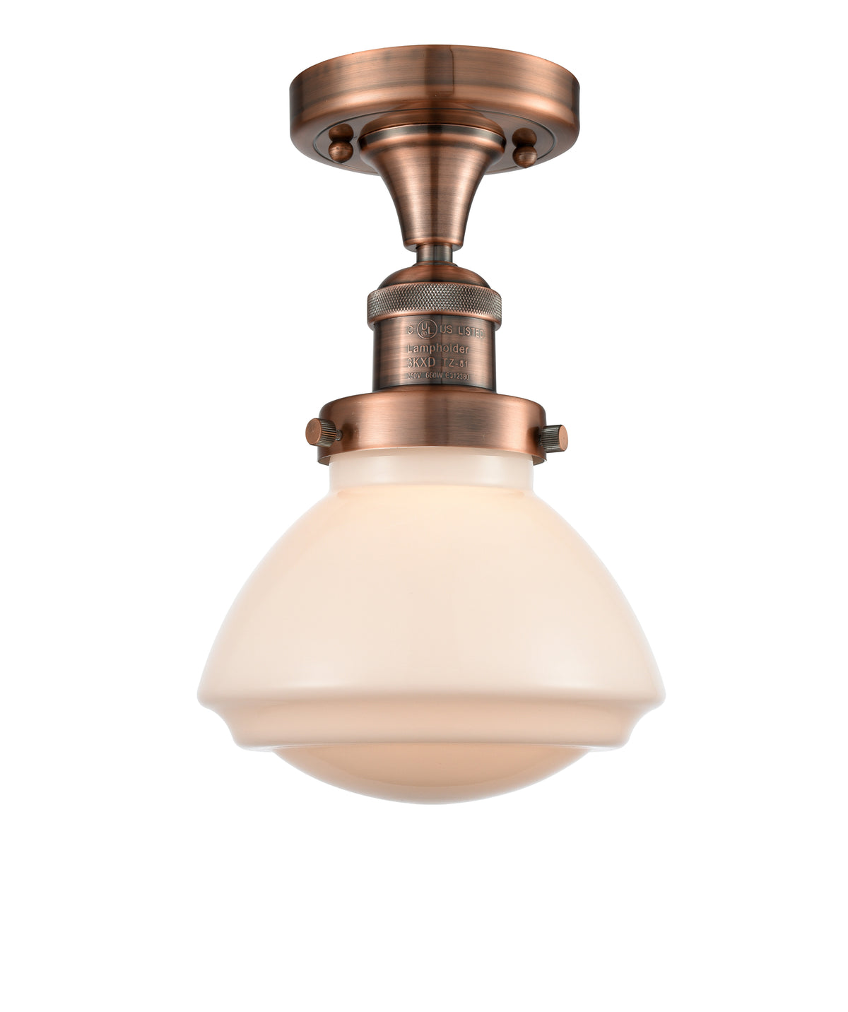 Olean 7-Inch 1-Light Semi-Flush Mount Bell Shade 9.25-Inch High
