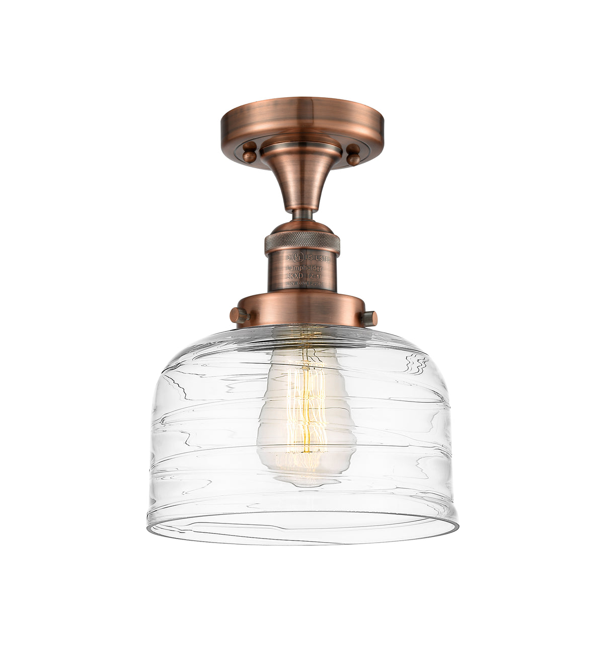 Bell 8-Inch 1-Light Semi-Flush Mount with LED Bulb 11.5-Inch High